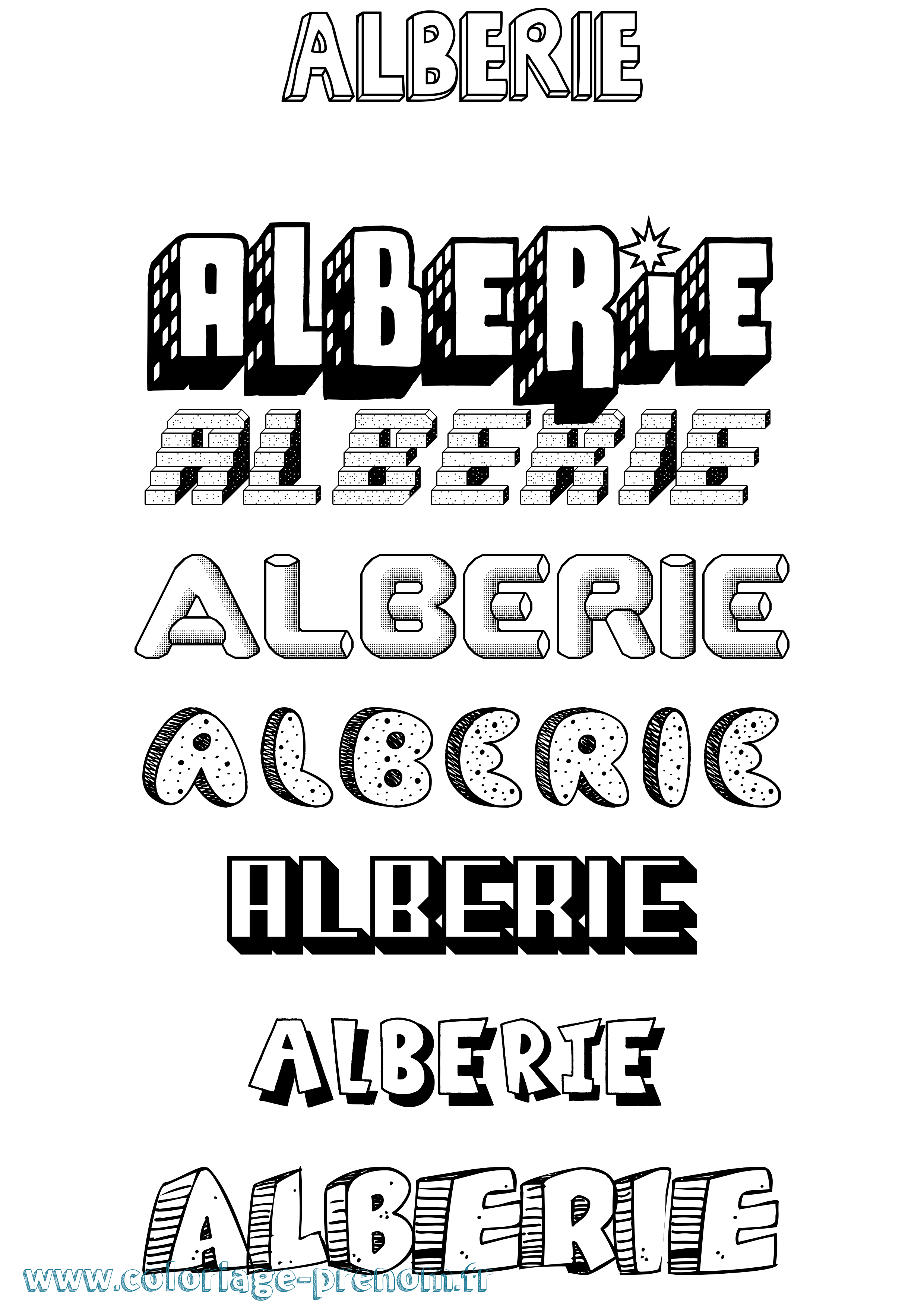 Coloriage prénom Alberie Effet 3D