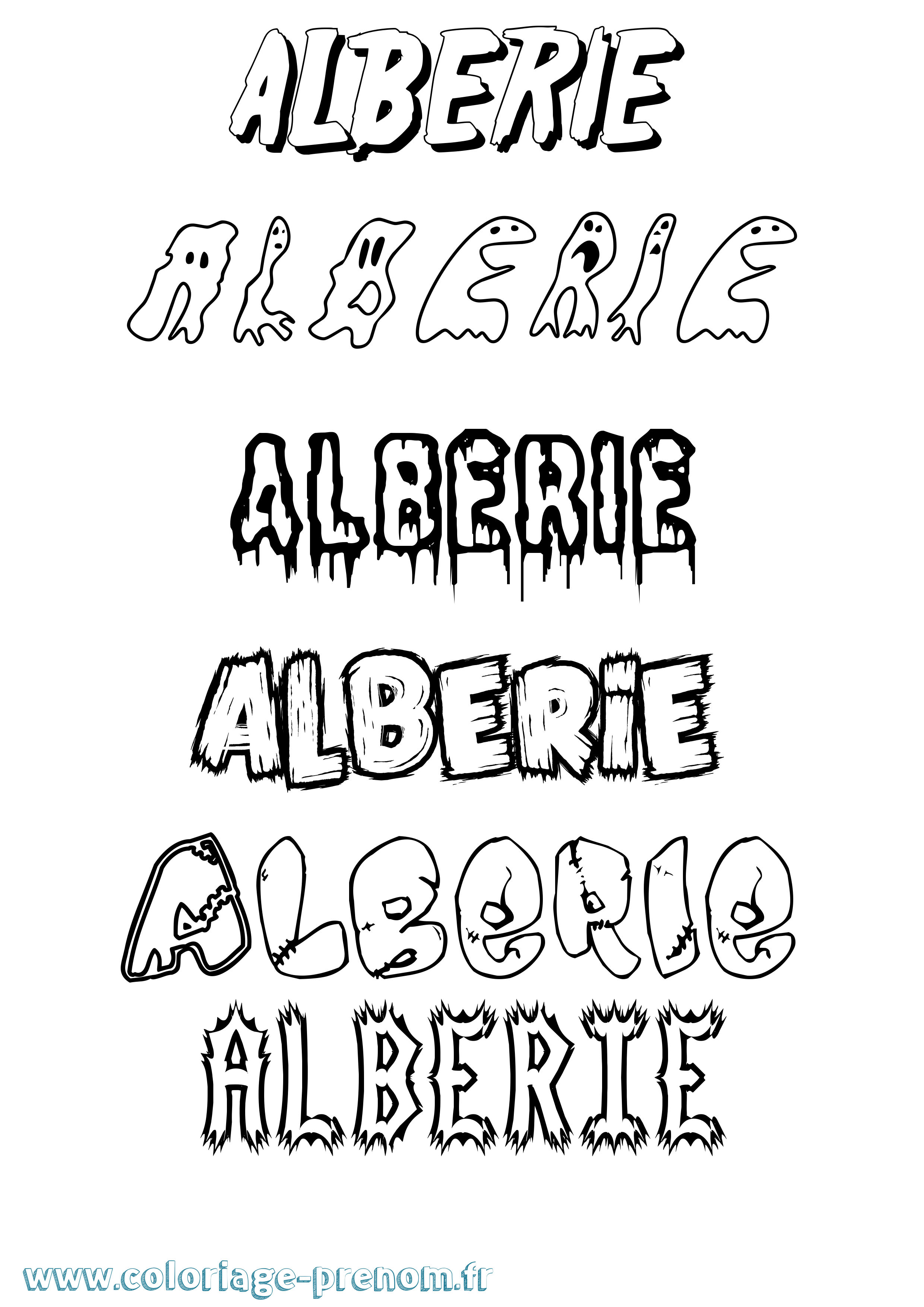 Coloriage prénom Alberie Frisson