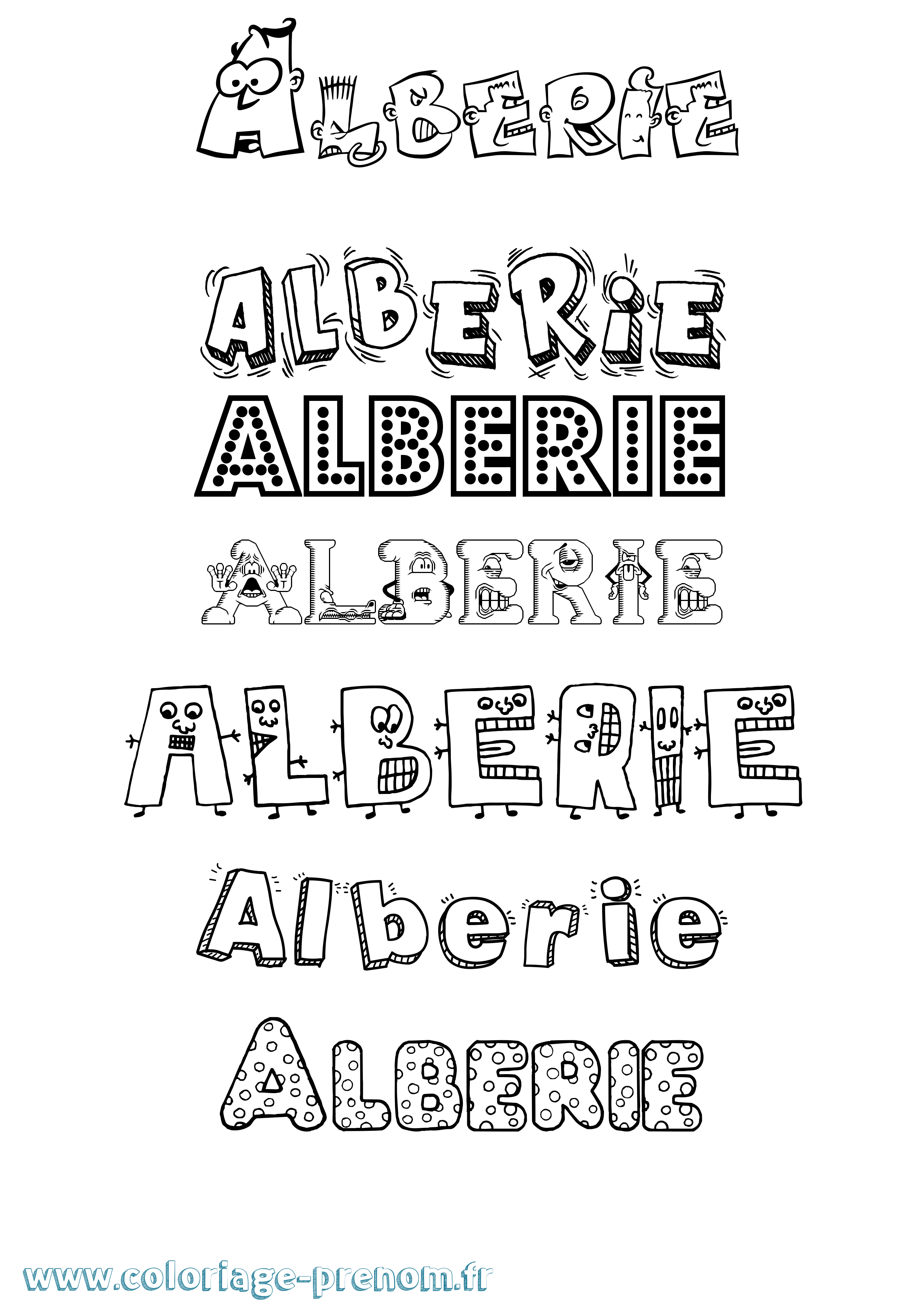 Coloriage prénom Alberie Fun