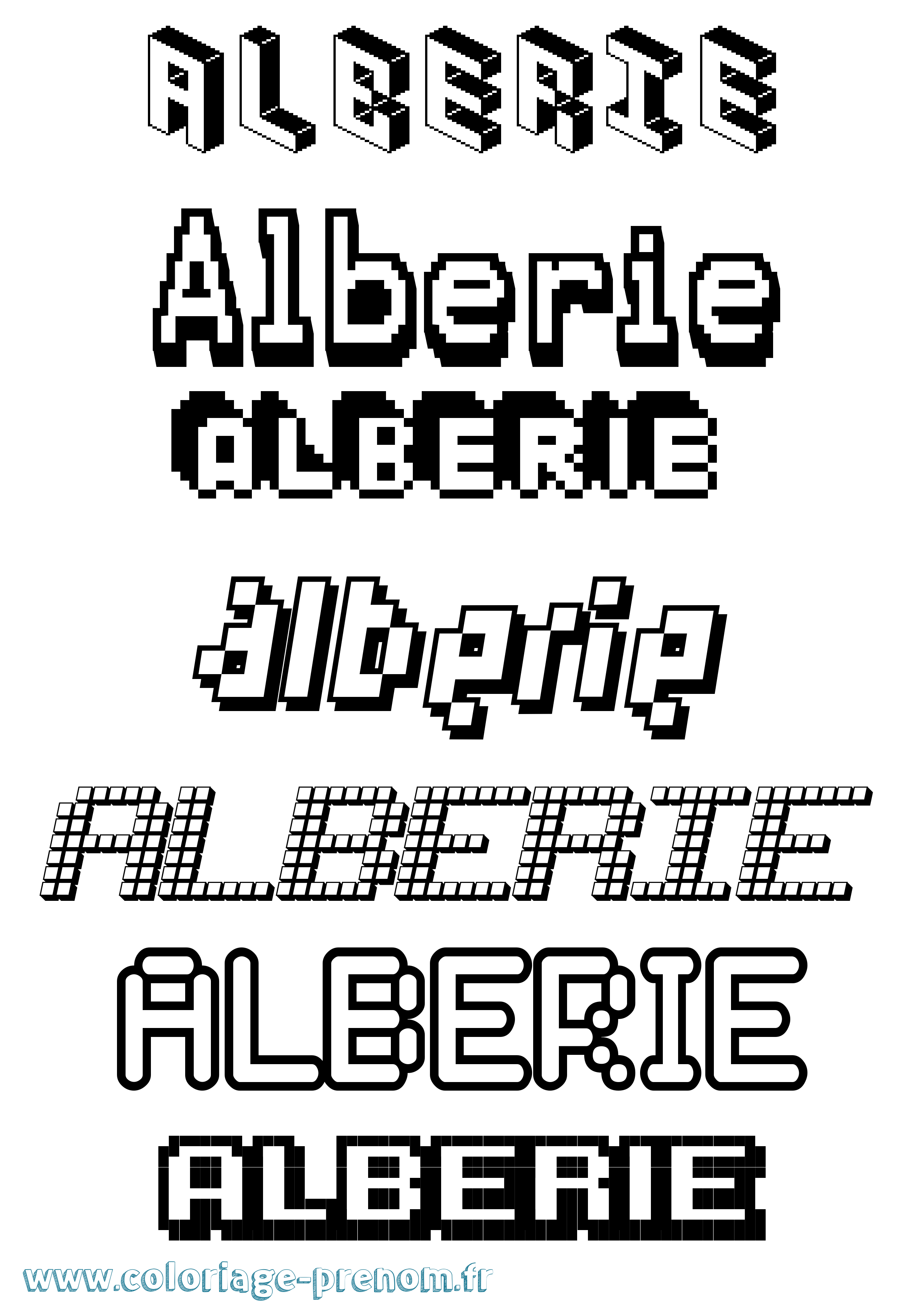 Coloriage prénom Alberie Pixel
