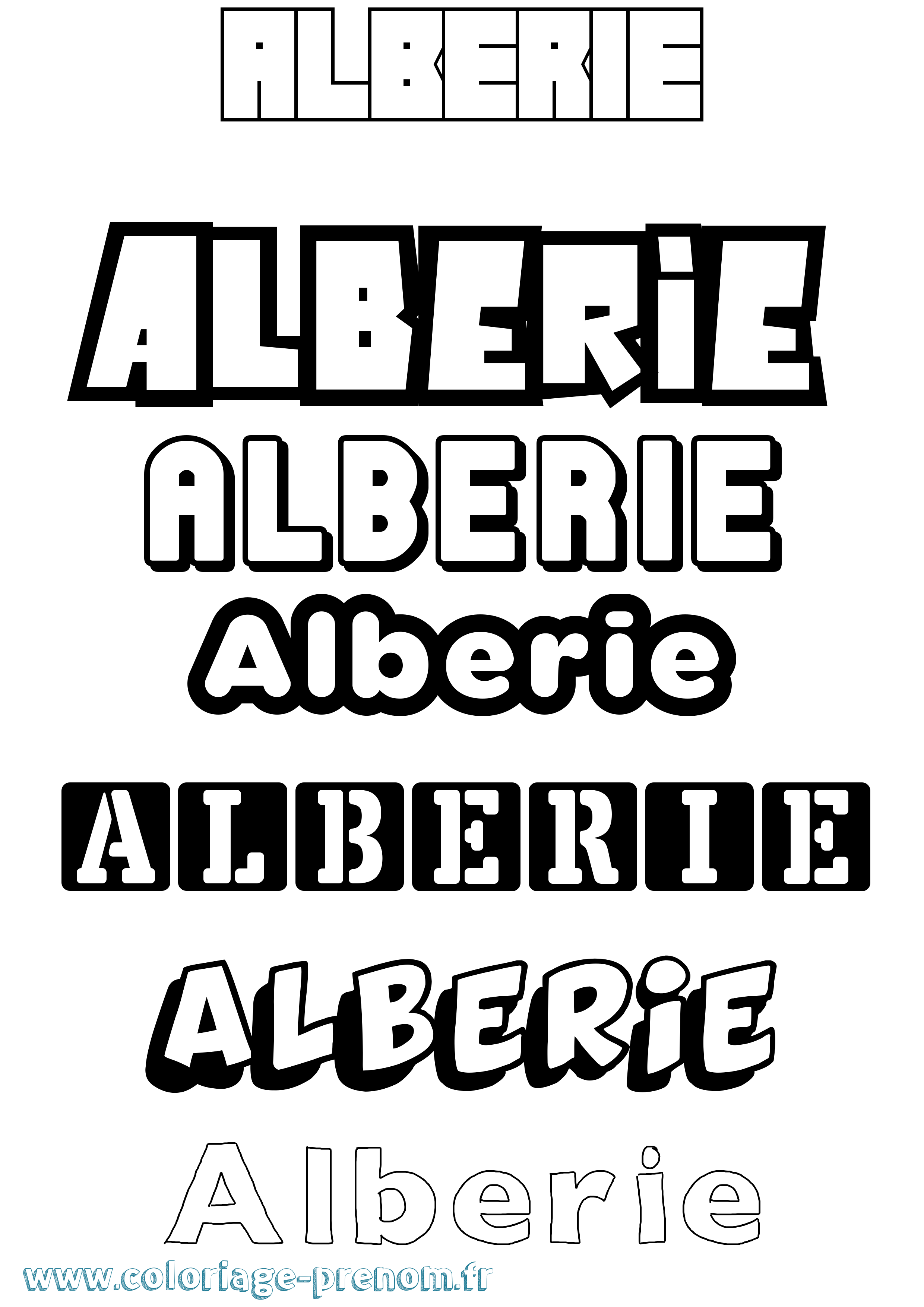 Coloriage prénom Alberie Simple