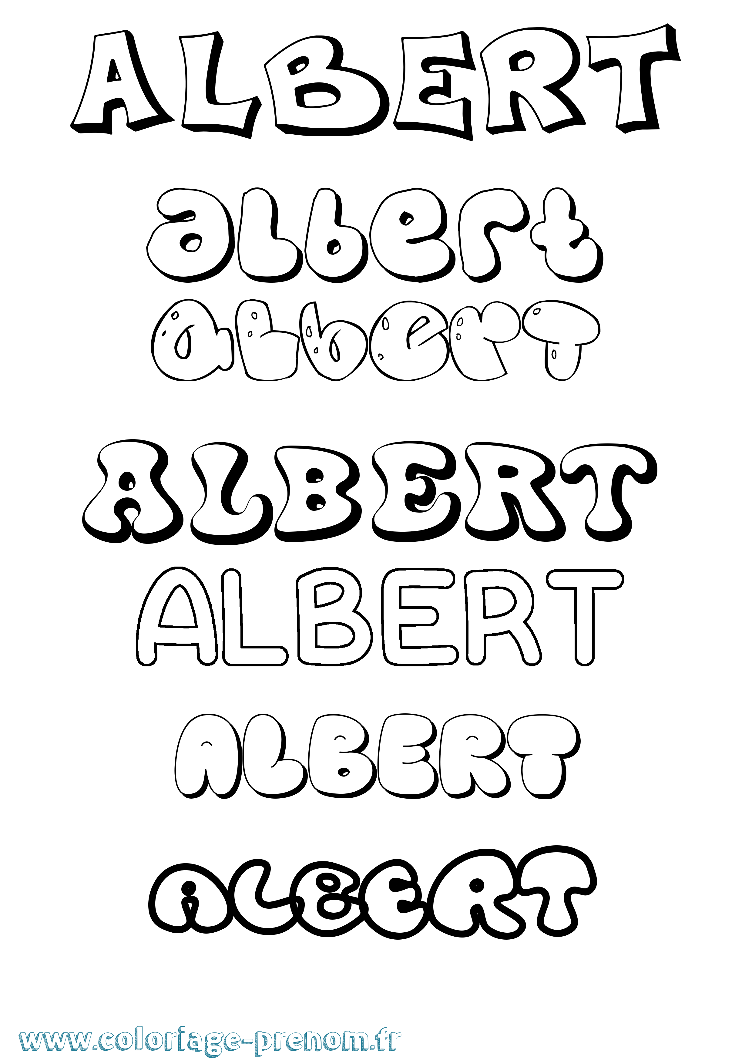 Coloriage prénom Albert Bubble