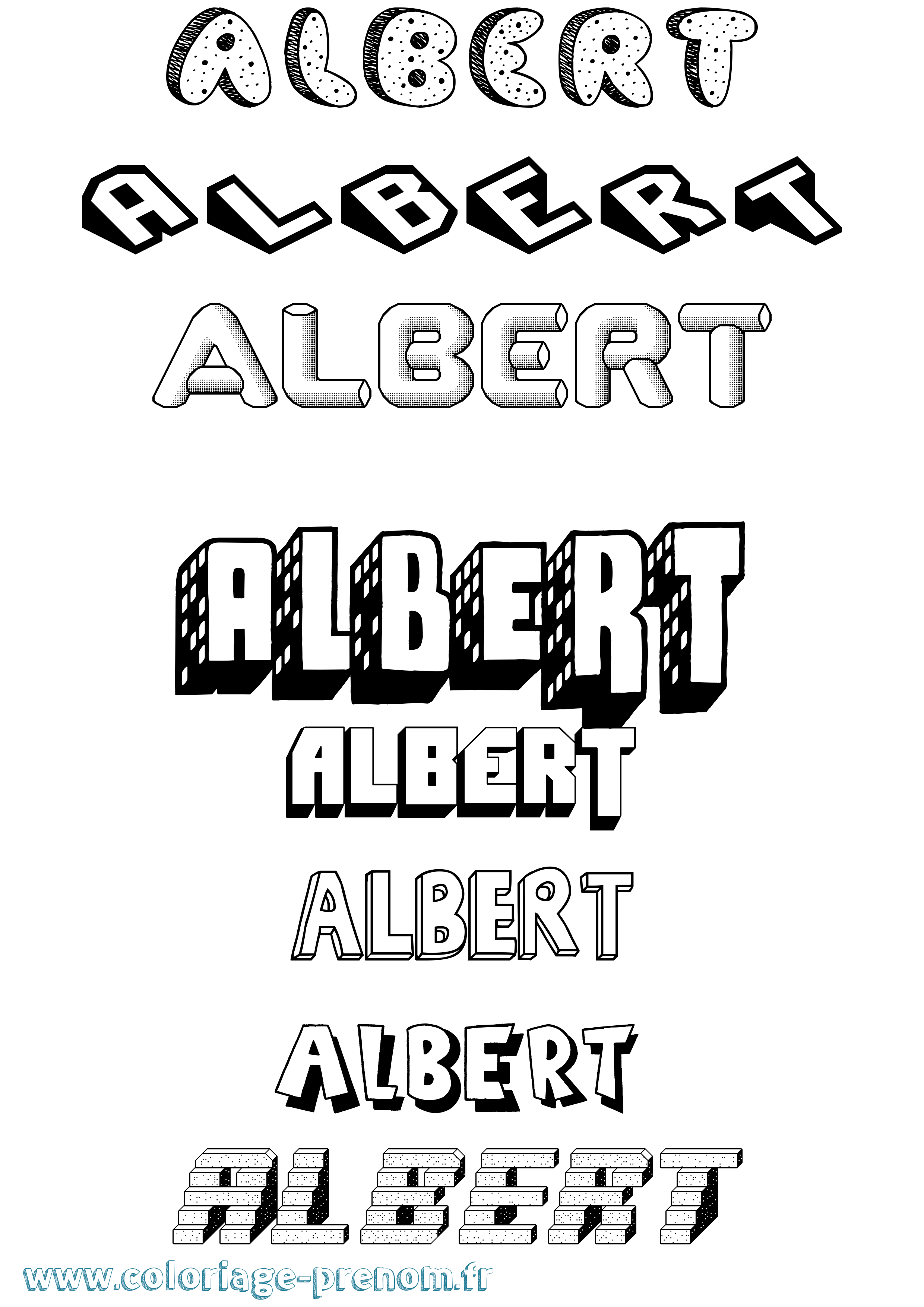 Coloriage Albert Effet 3D Coloriage prénom Albert Effet 3D