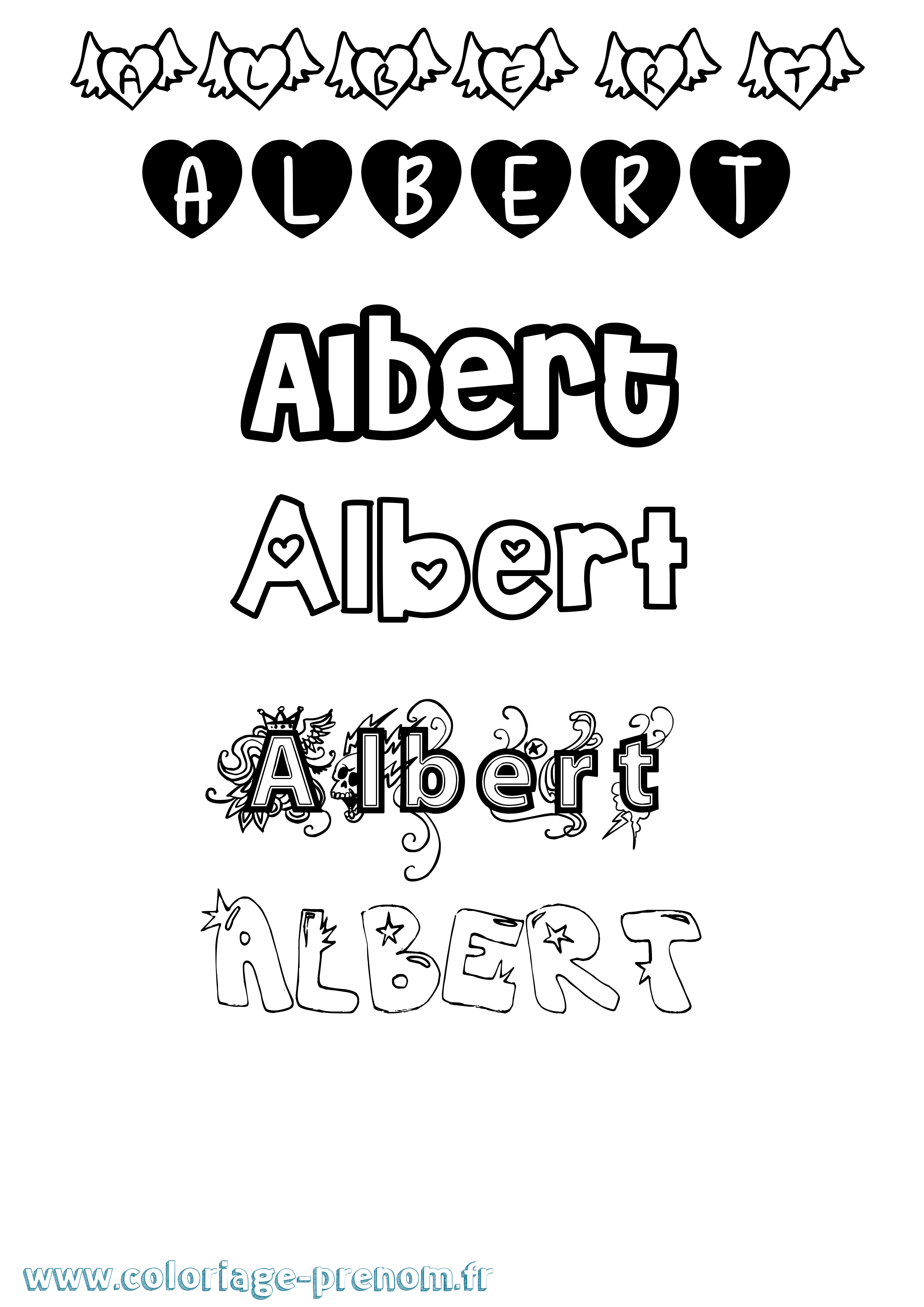 Coloriage prénom Albert Girly
