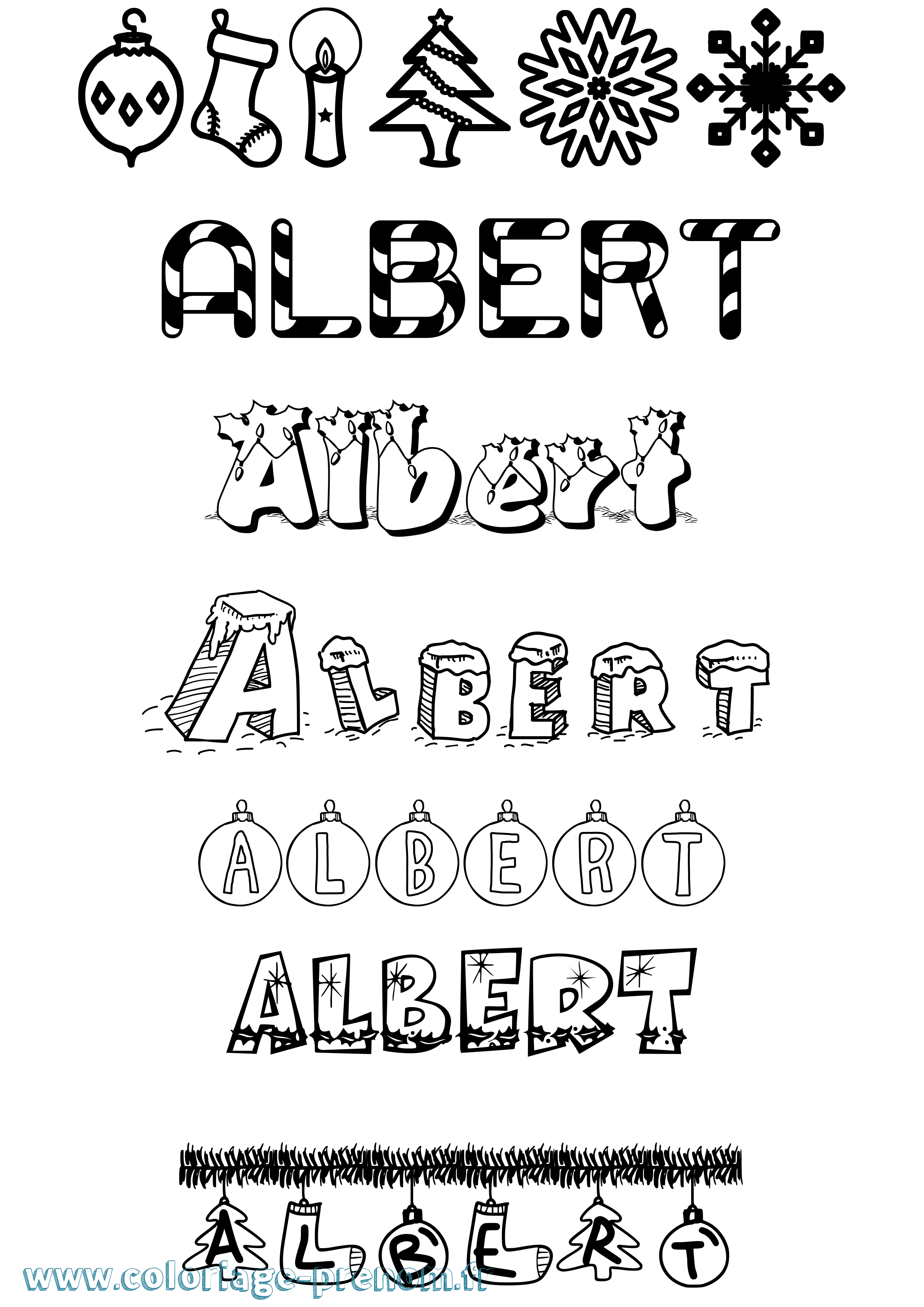 Coloriage Albert Noël Coloriage prénom Albert Noël