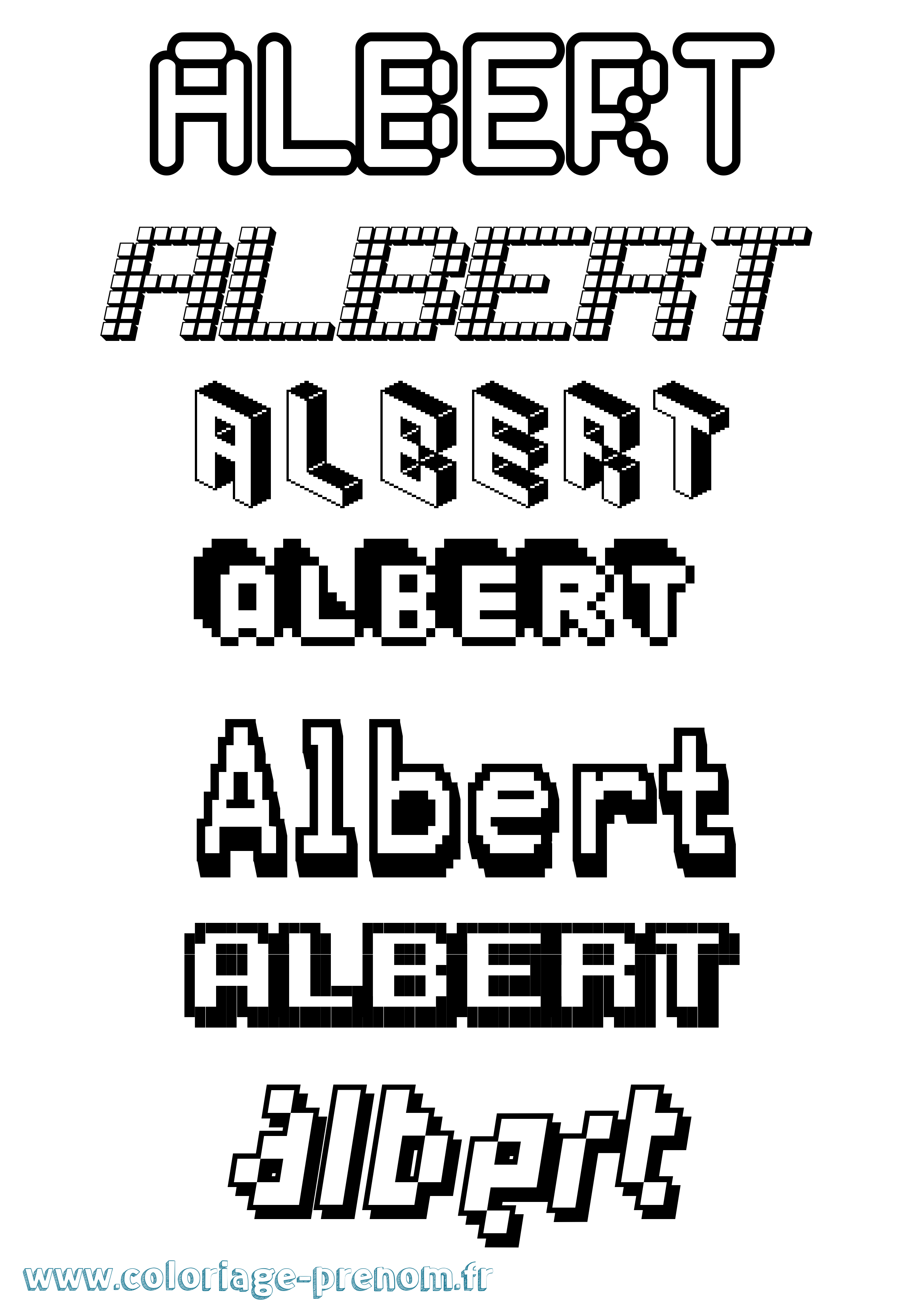 Coloriage prénom Albert Pixel