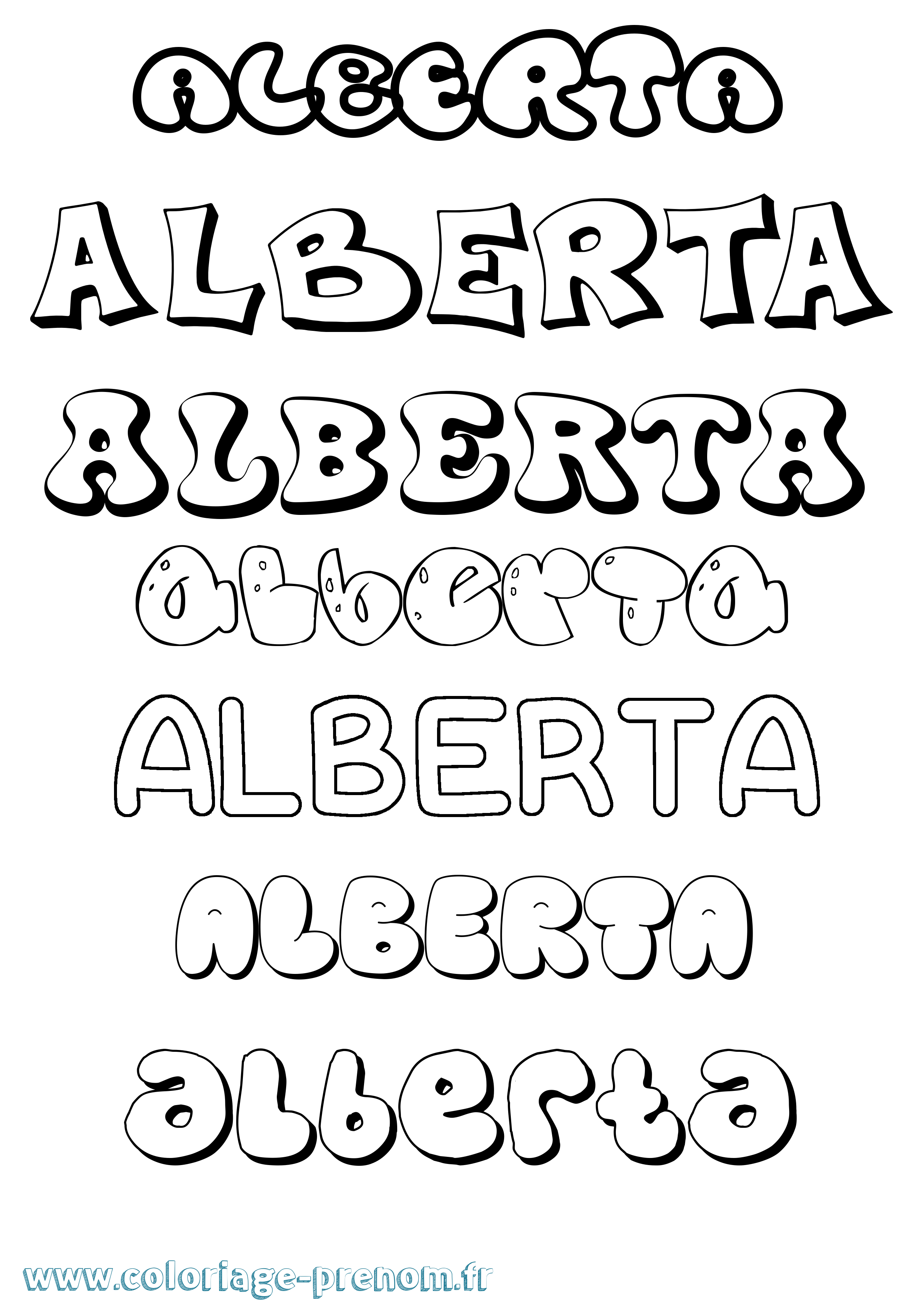 Coloriage prénom Alberta Bubble