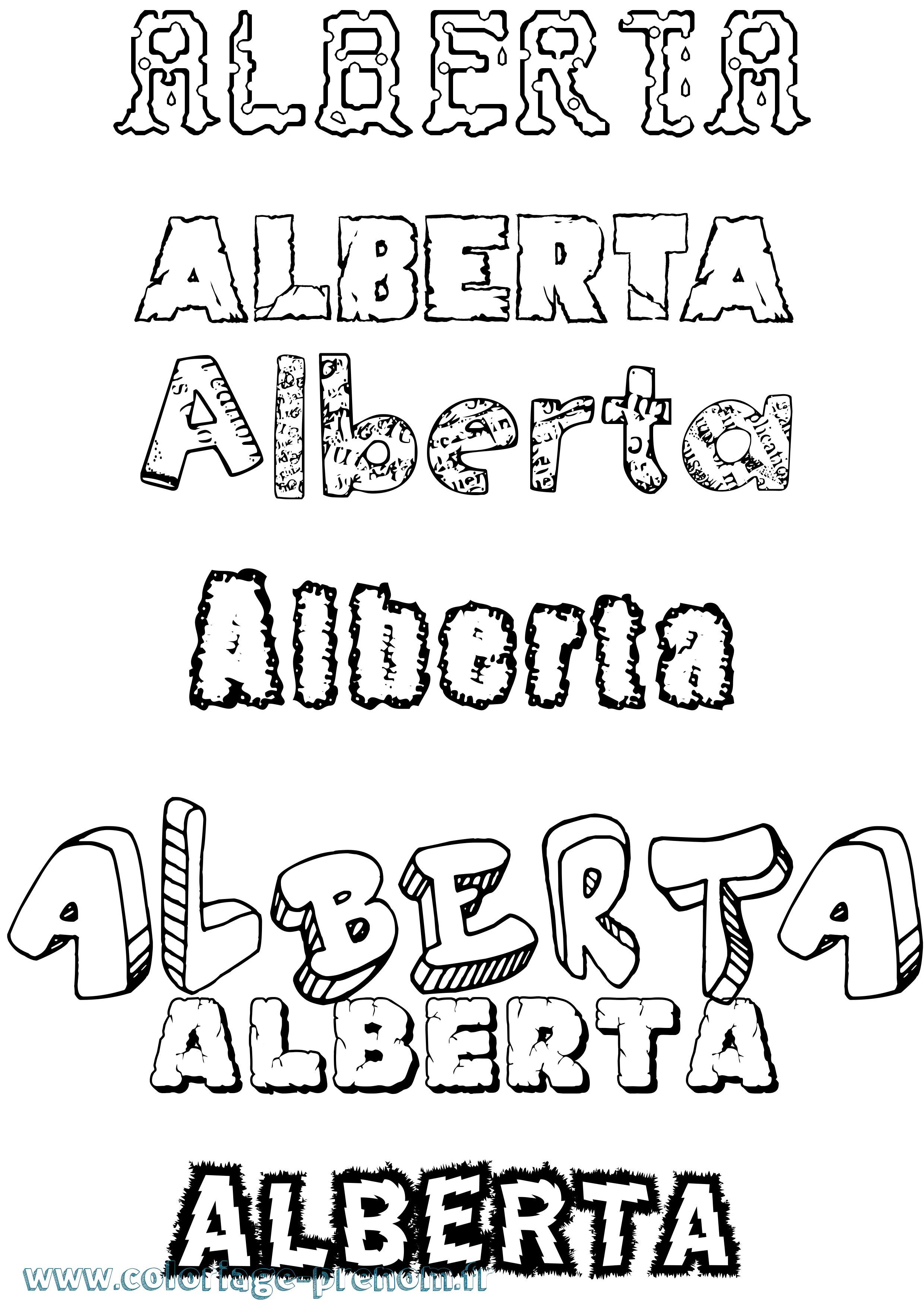 Coloriage prénom Alberta Destructuré