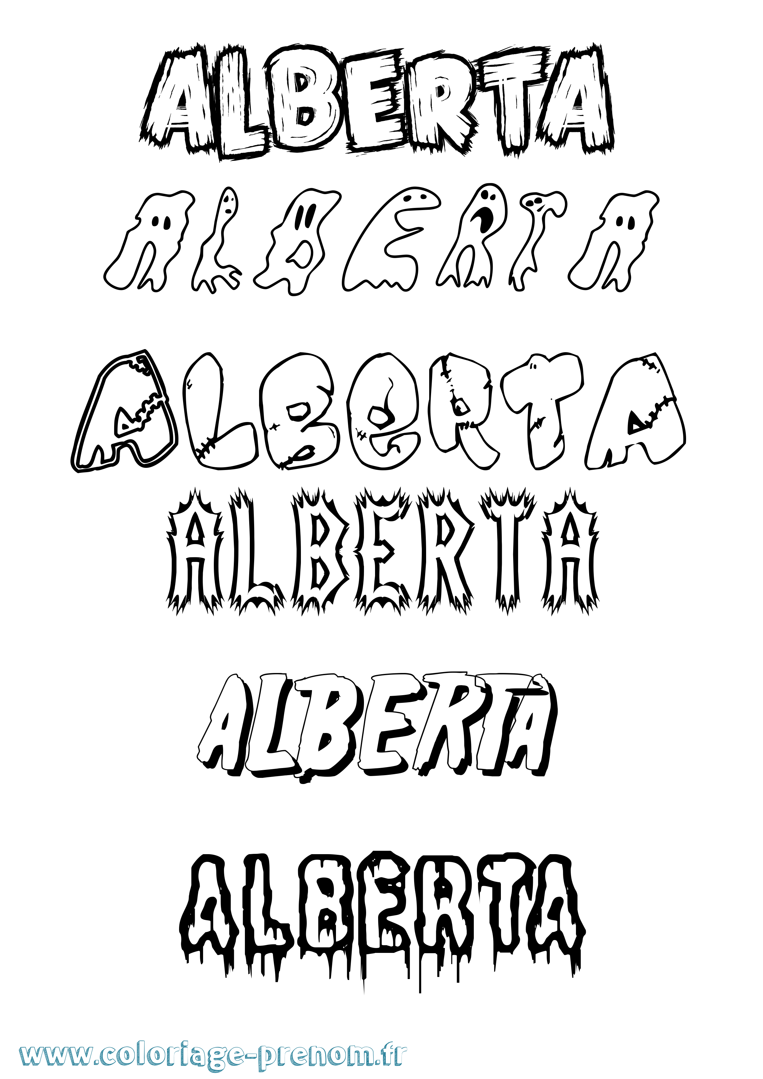 Coloriage prénom Alberta Frisson