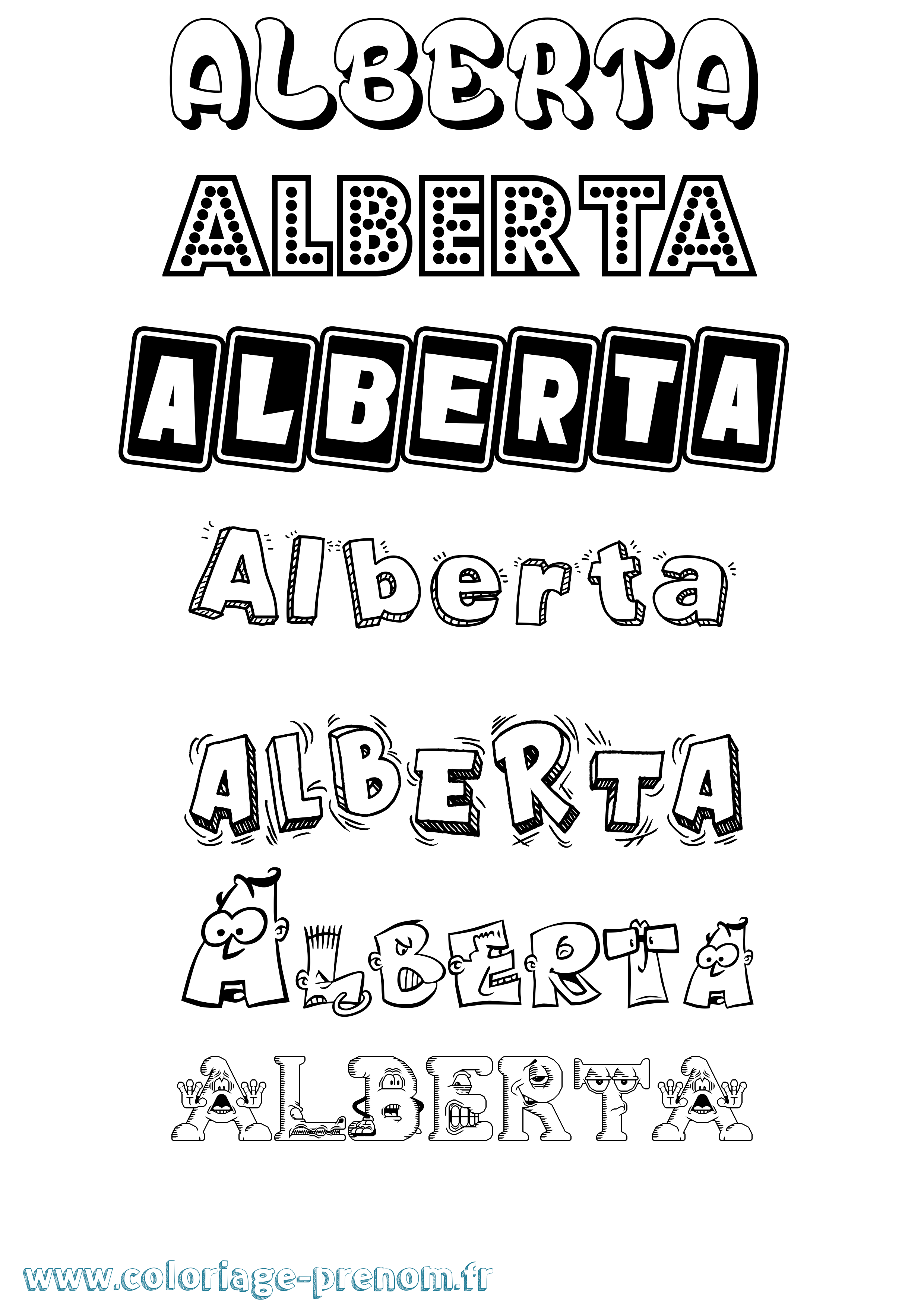 Coloriage prénom Alberta Fun