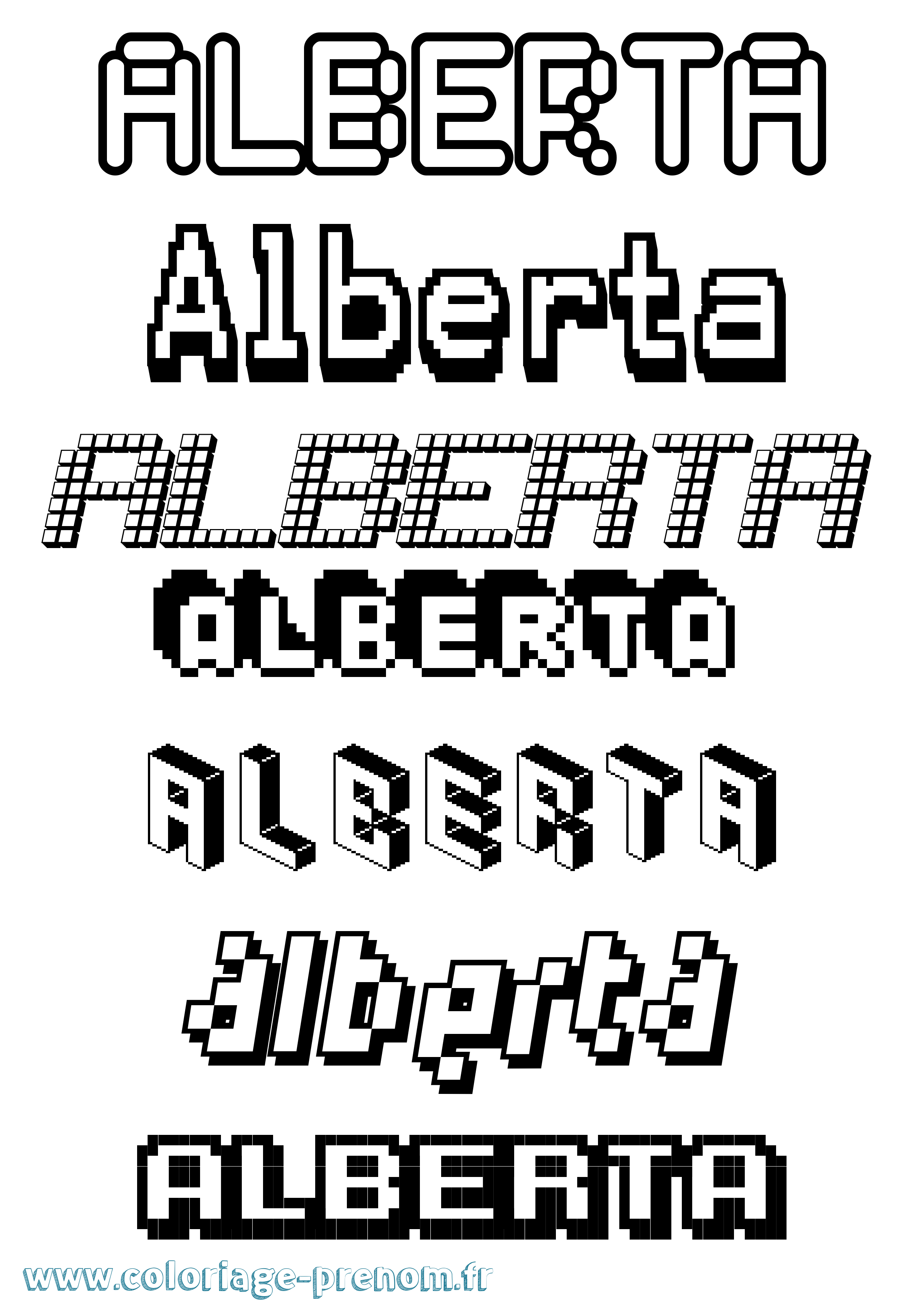 Coloriage prénom Alberta Pixel