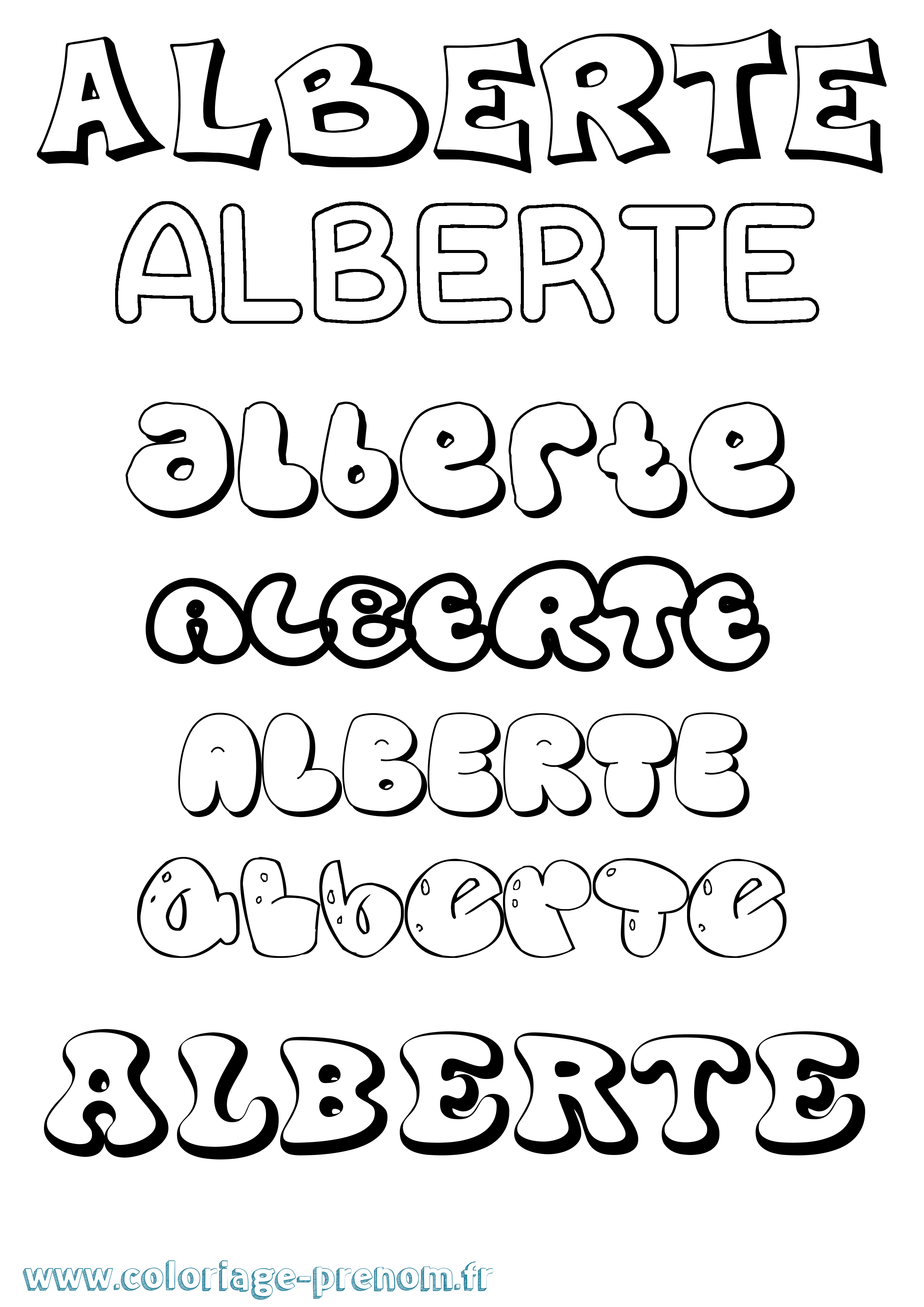 Coloriage Alberte Bubble Coloriage prénom Alberte Bubble