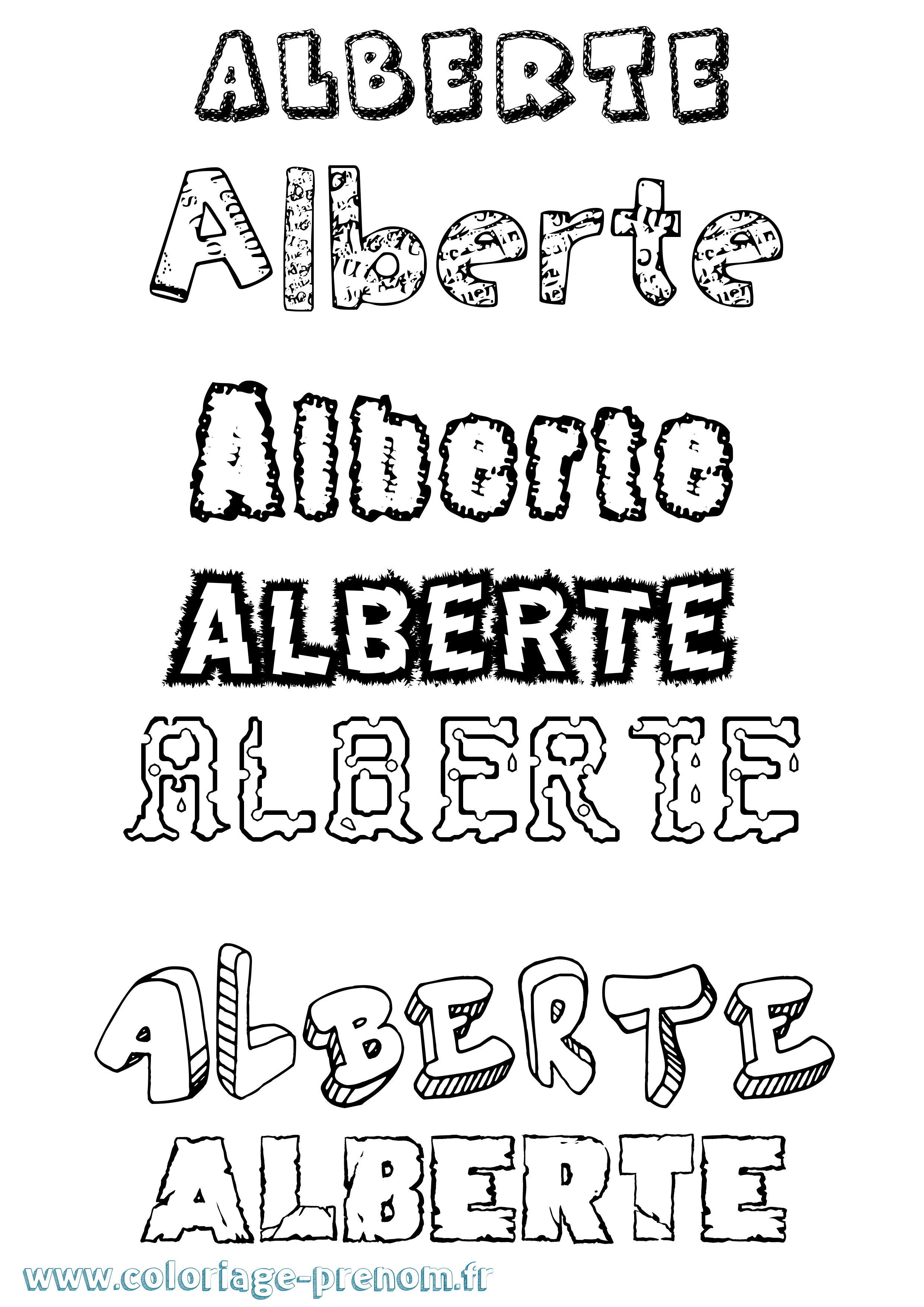 Coloriage Alberte Destructuré Coloriage prénom Alberte Destructuré