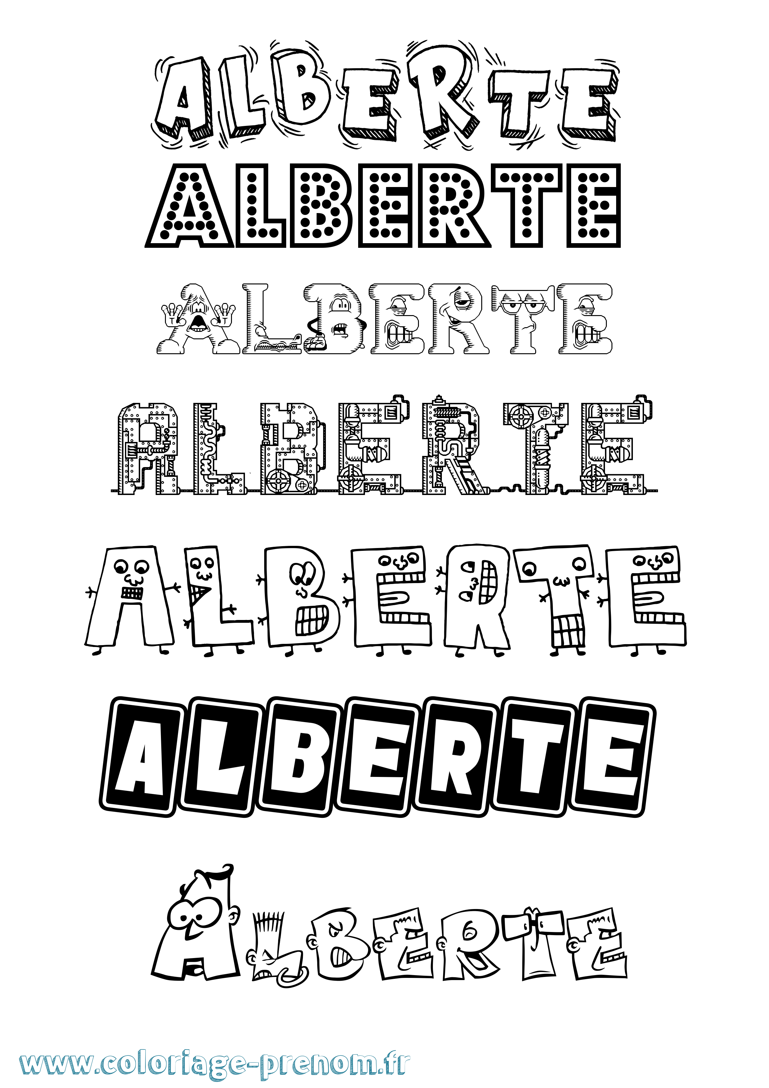 Coloriage prénom Alberte Fun