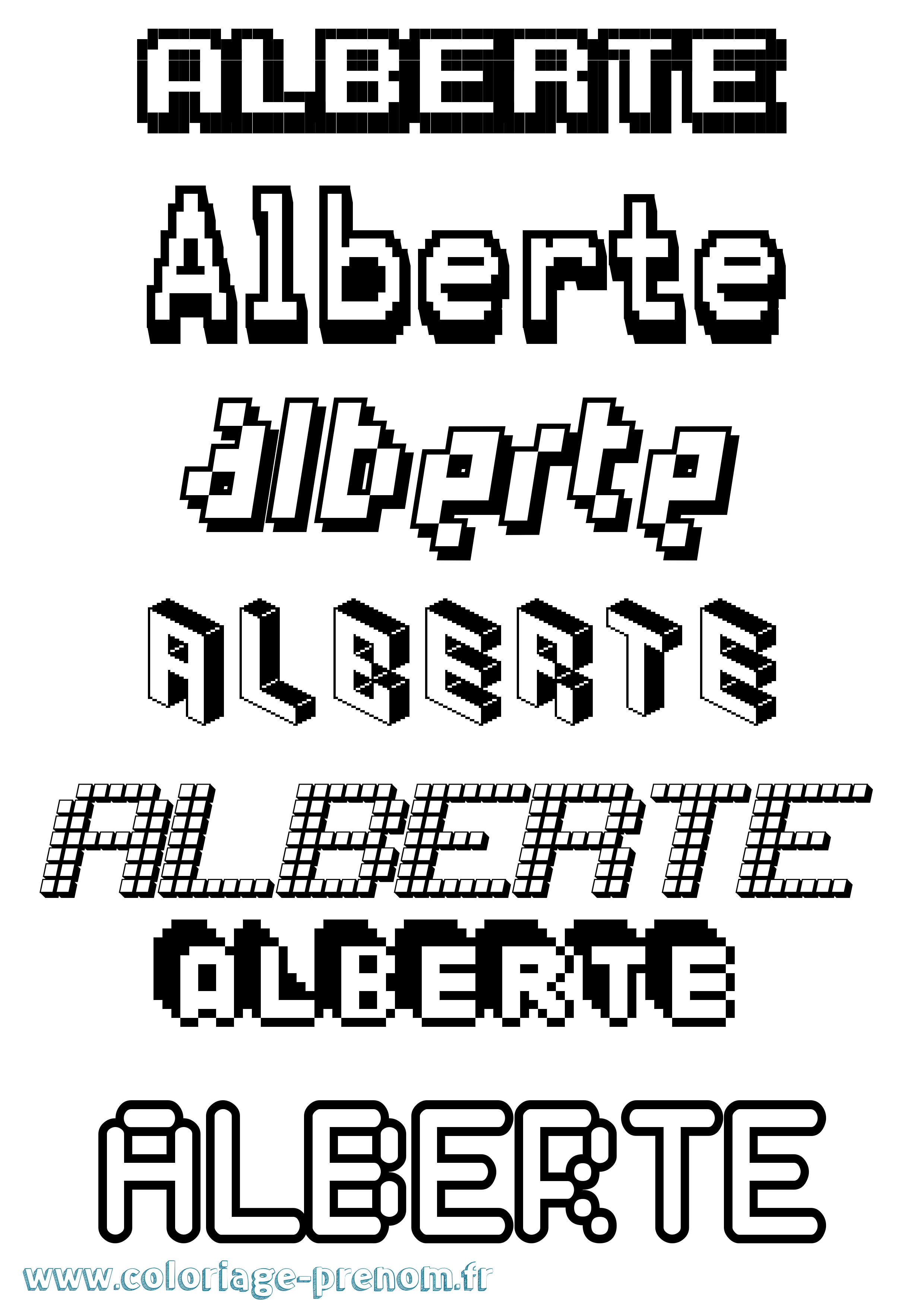 Coloriage prénom Alberte Pixel