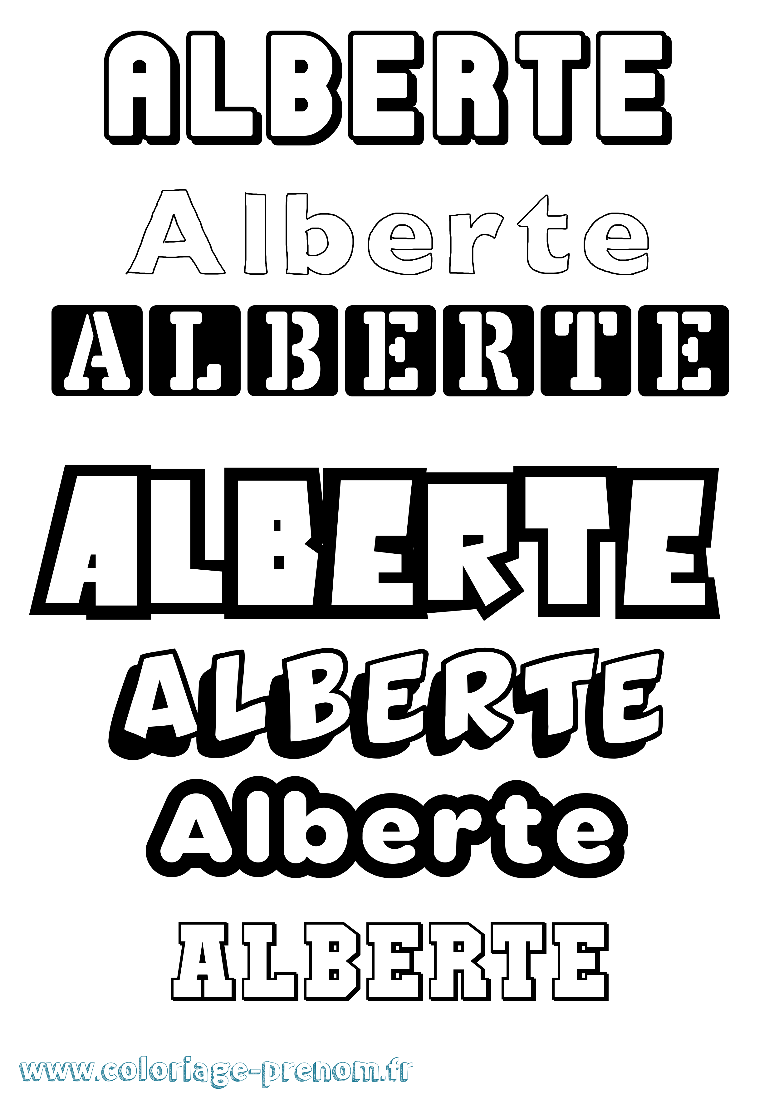 Coloriage Alberte Simple Coloriage prénom Alberte Simple