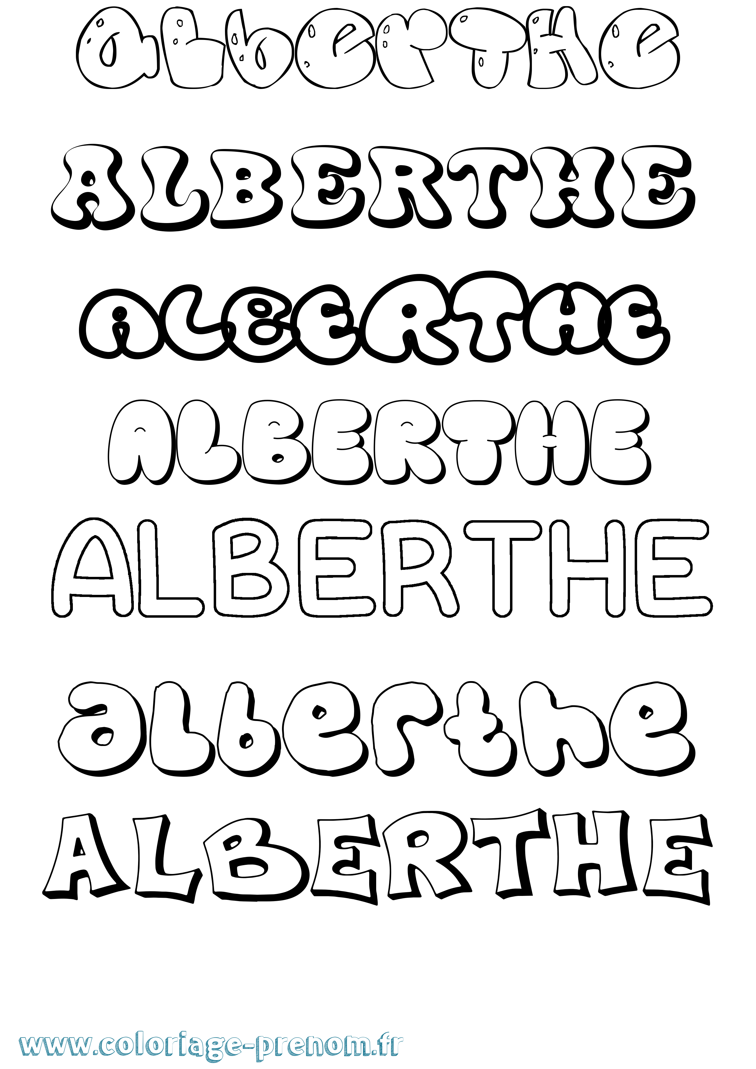 Coloriage prénom Alberthe Bubble