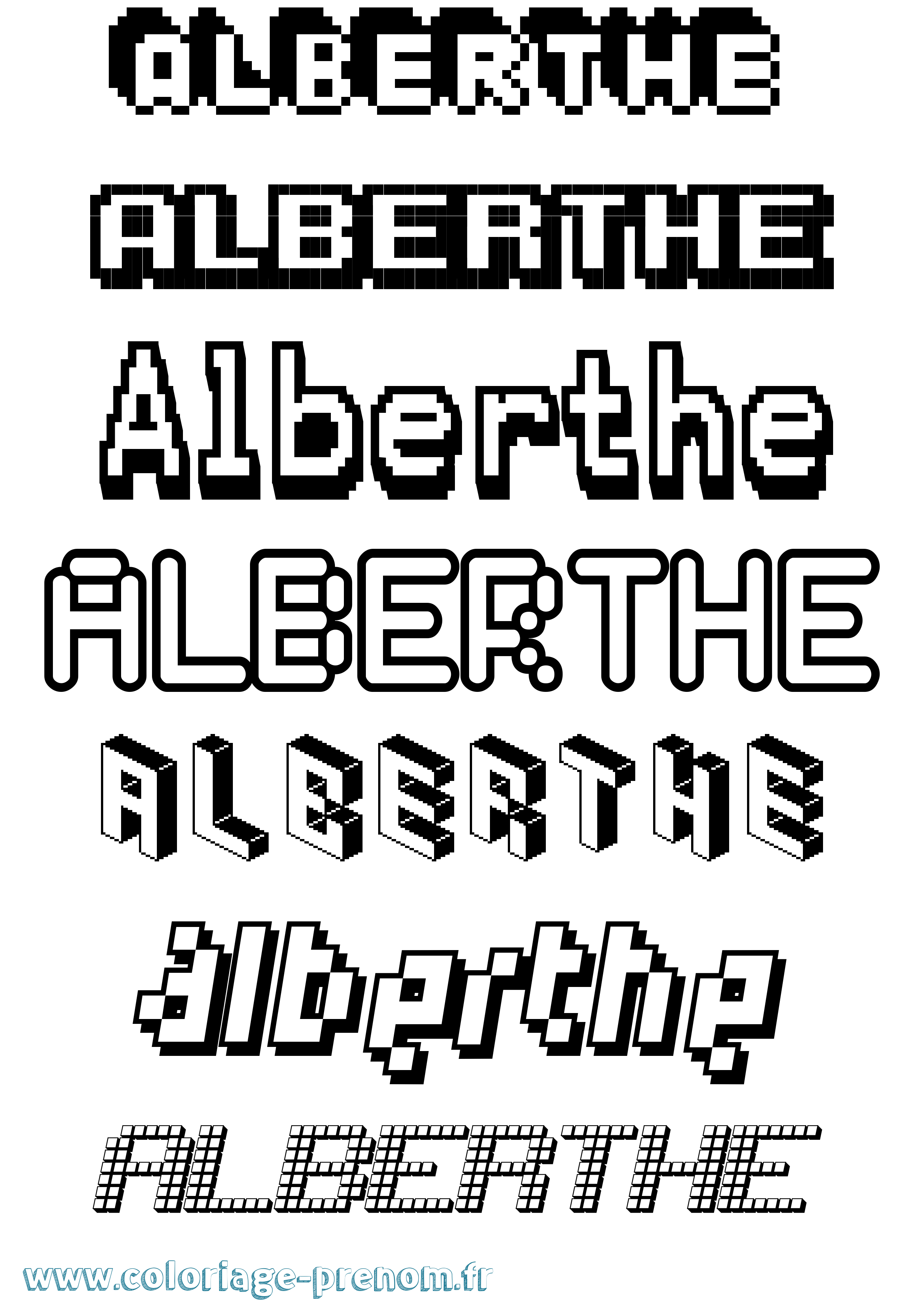Coloriage prénom Alberthe Pixel