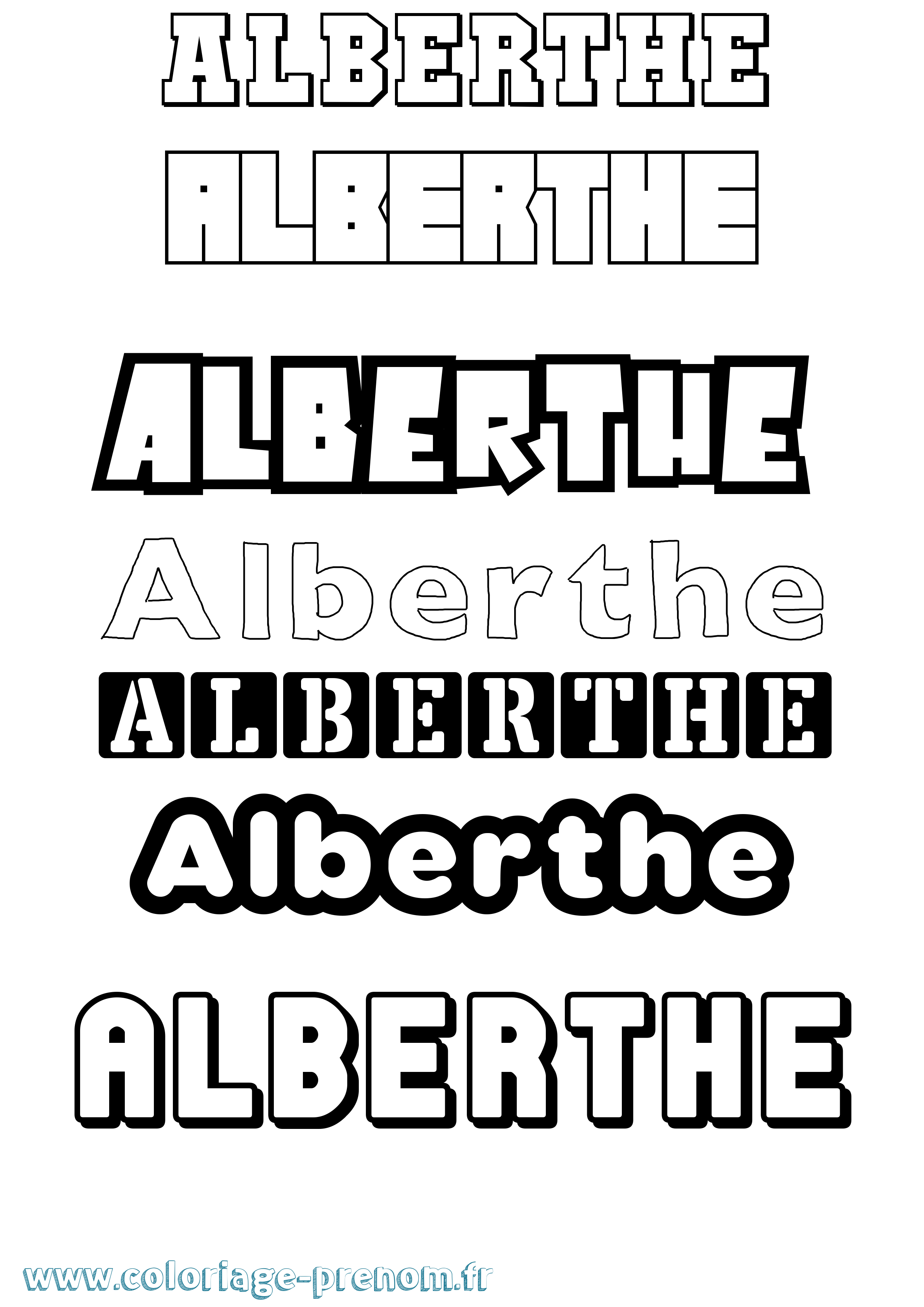 Coloriage prénom Alberthe Simple