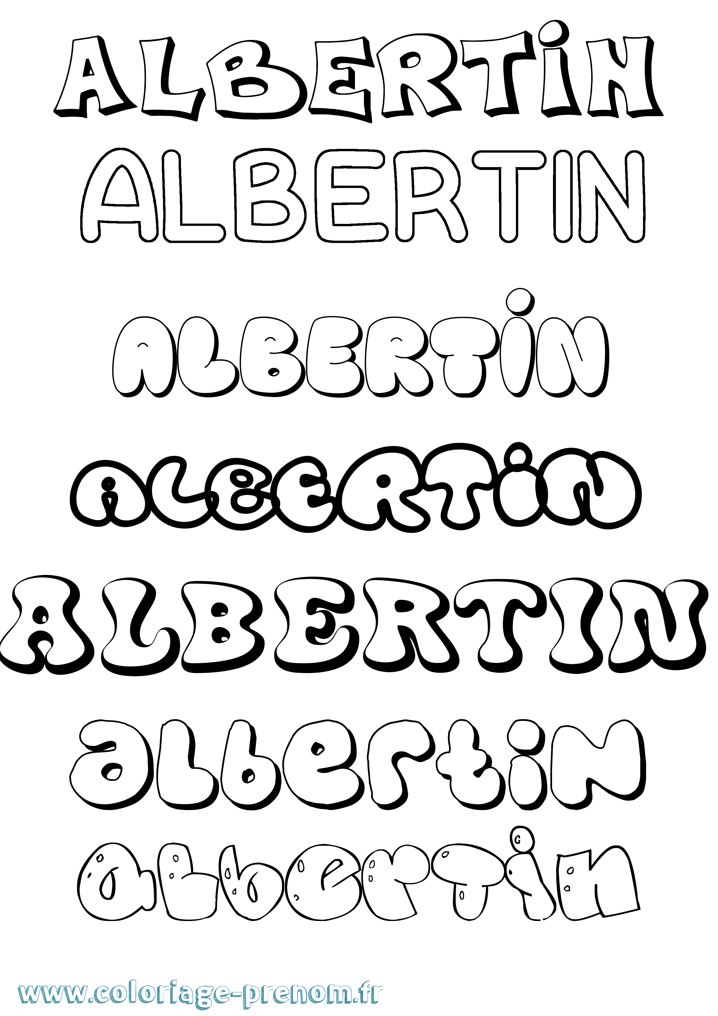 Coloriage prénom Albertin Bubble