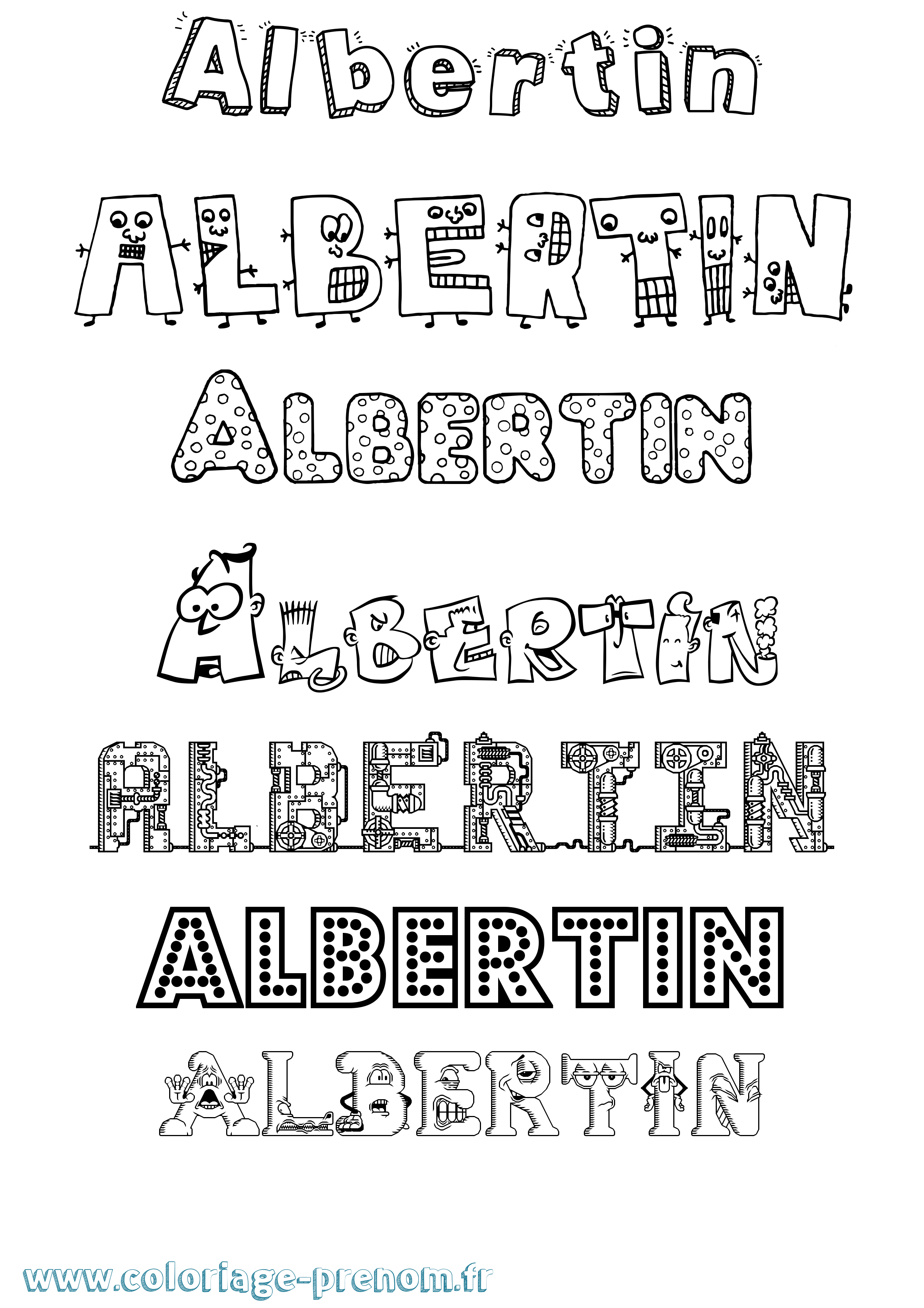 Coloriage prénom Albertin Fun