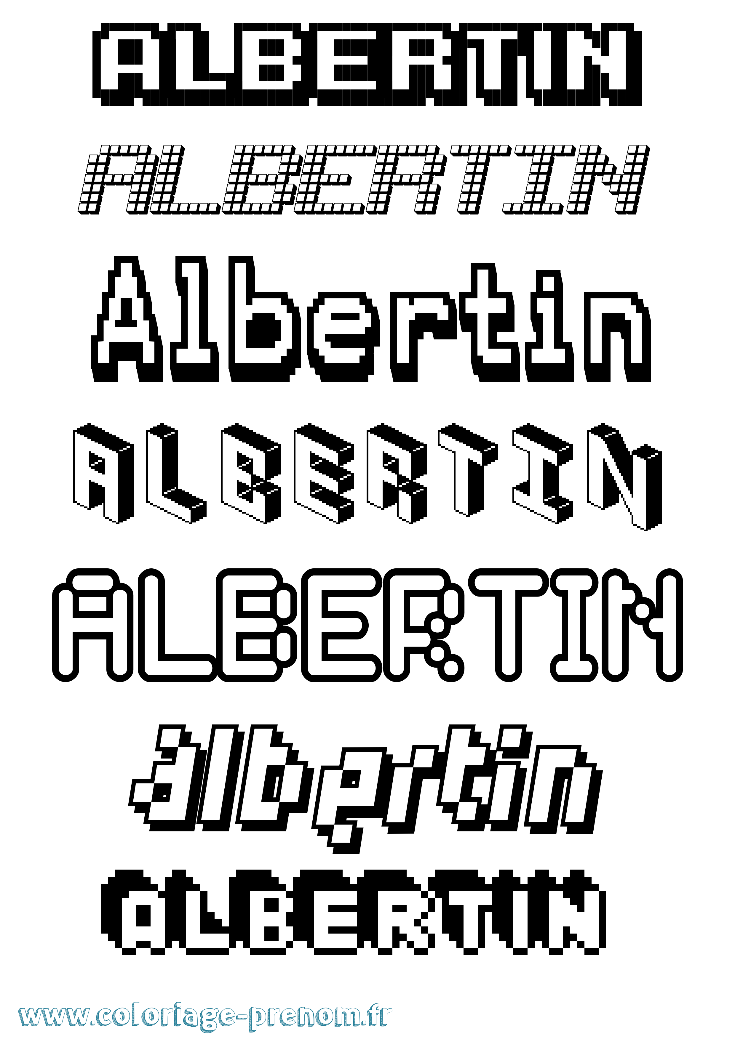 Coloriage prénom Albertin Pixel