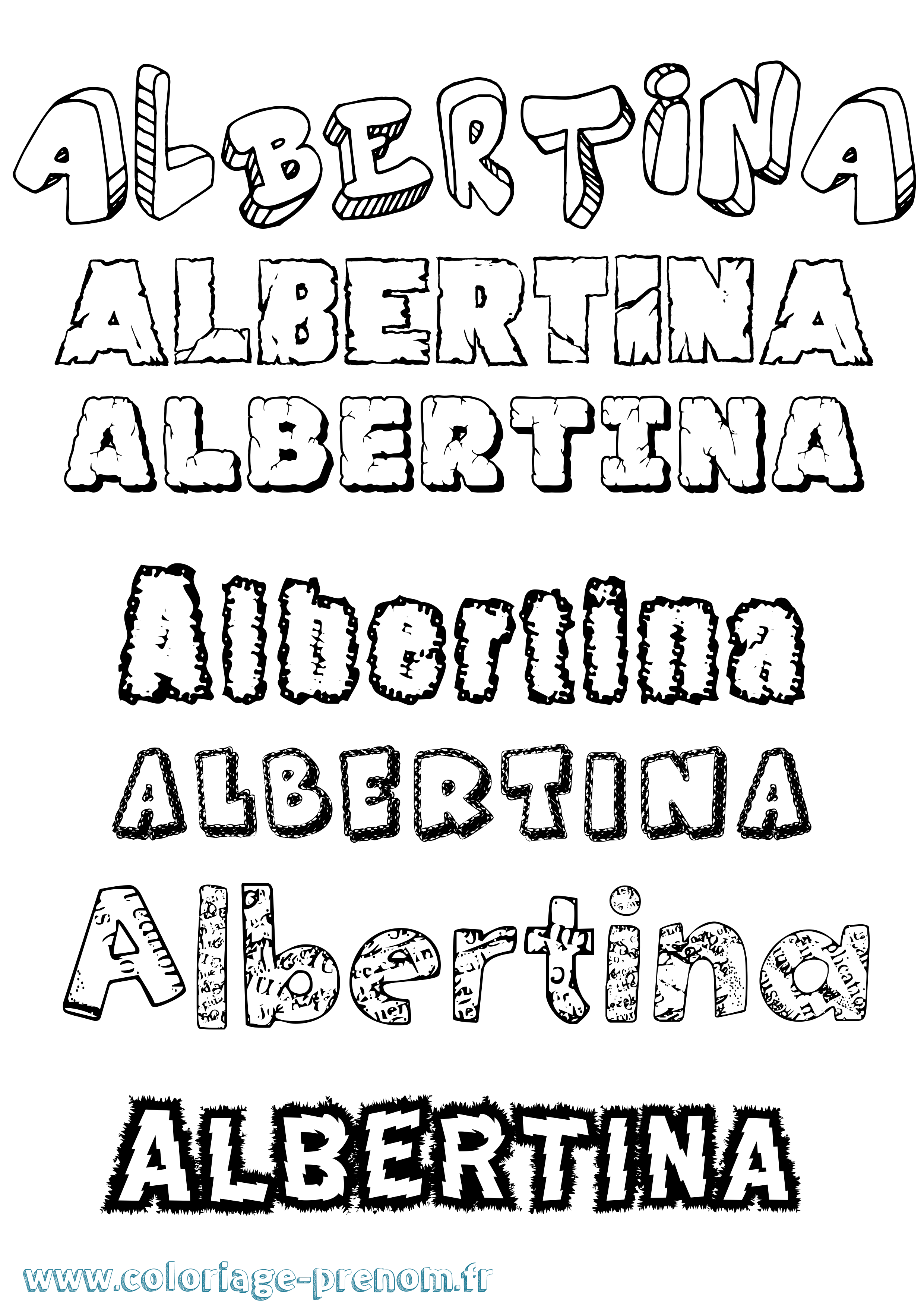 Coloriage prénom Albertina Destructuré