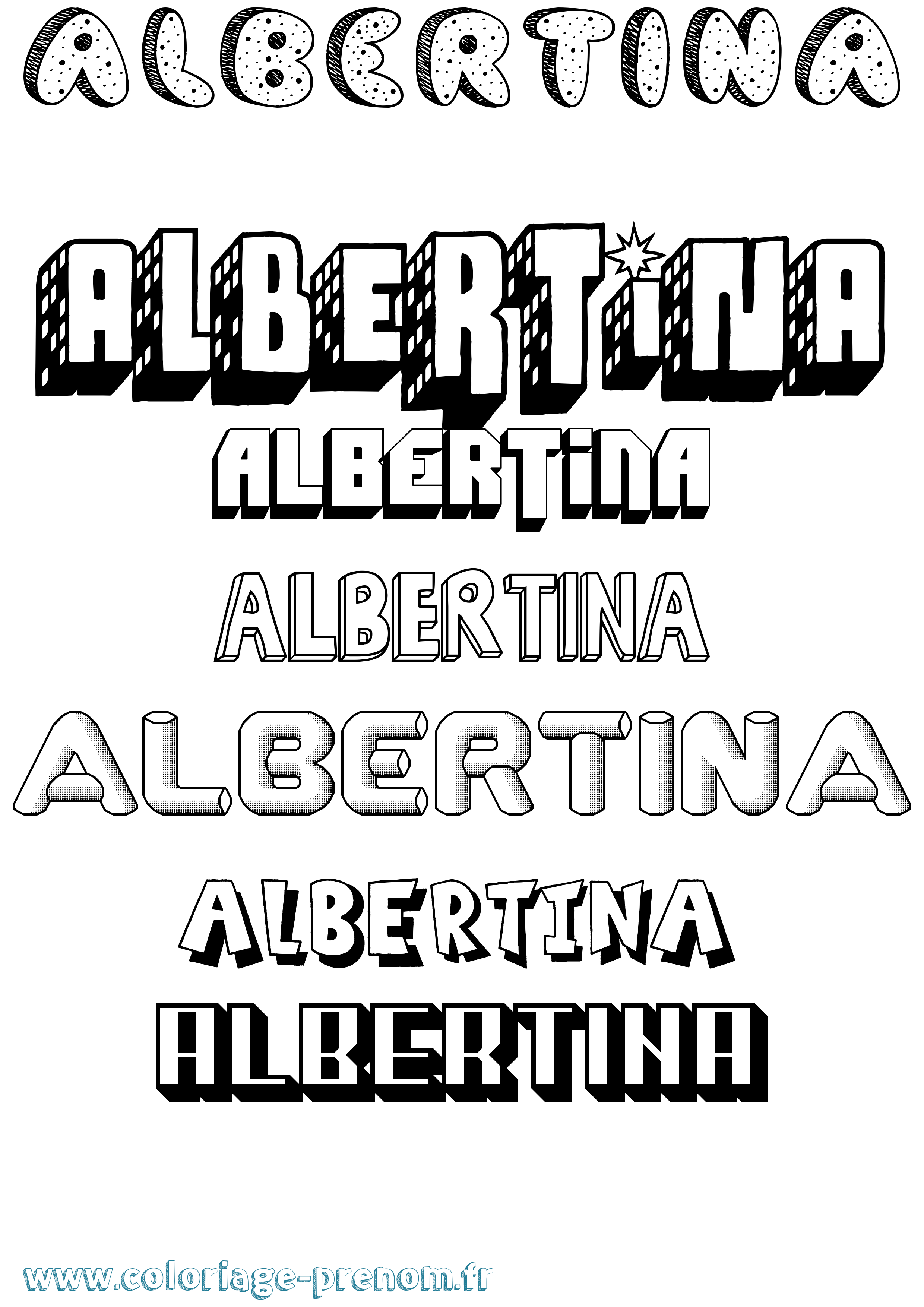 Coloriage prénom Albertina Effet 3D