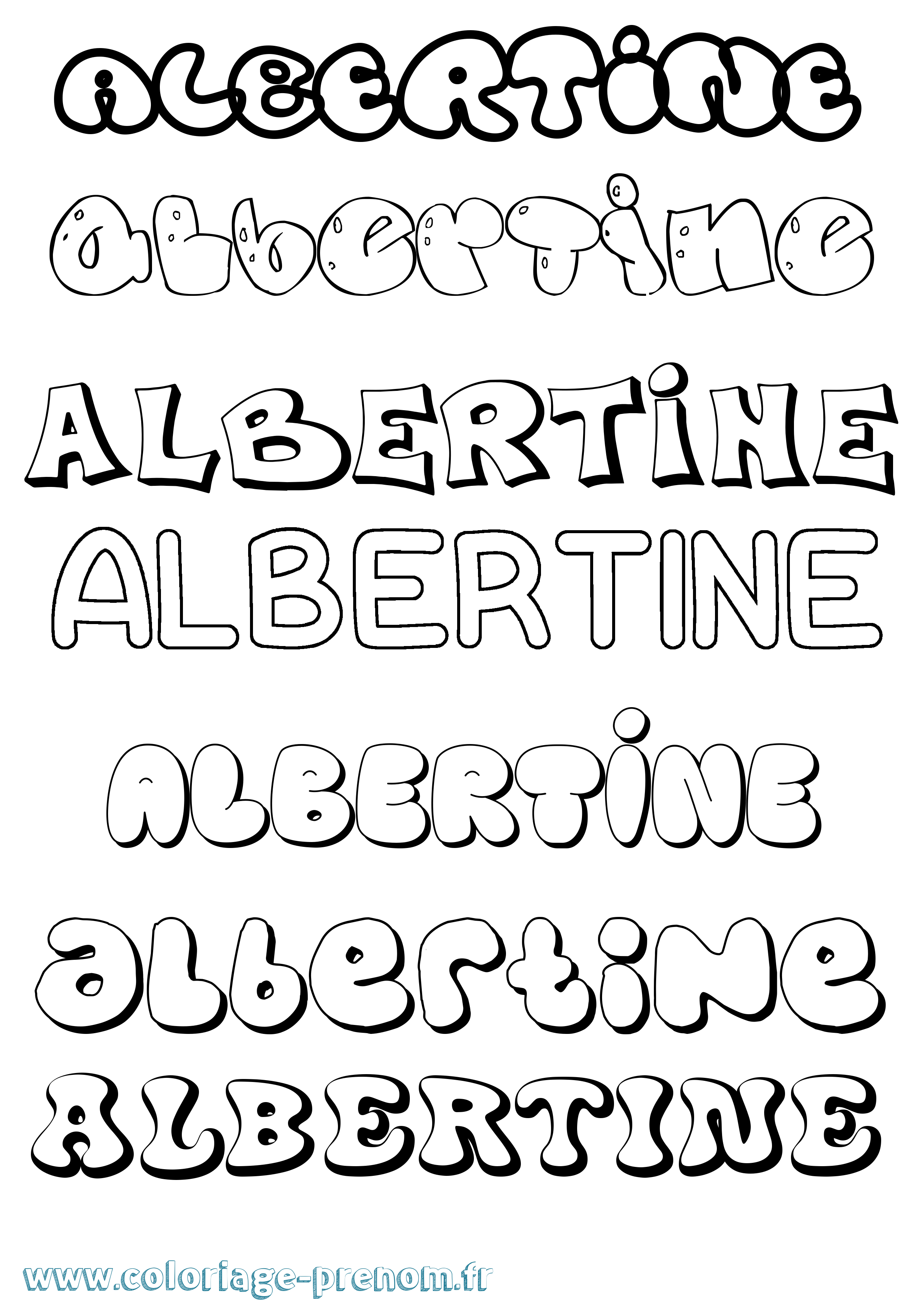 Coloriage prénom Albertine