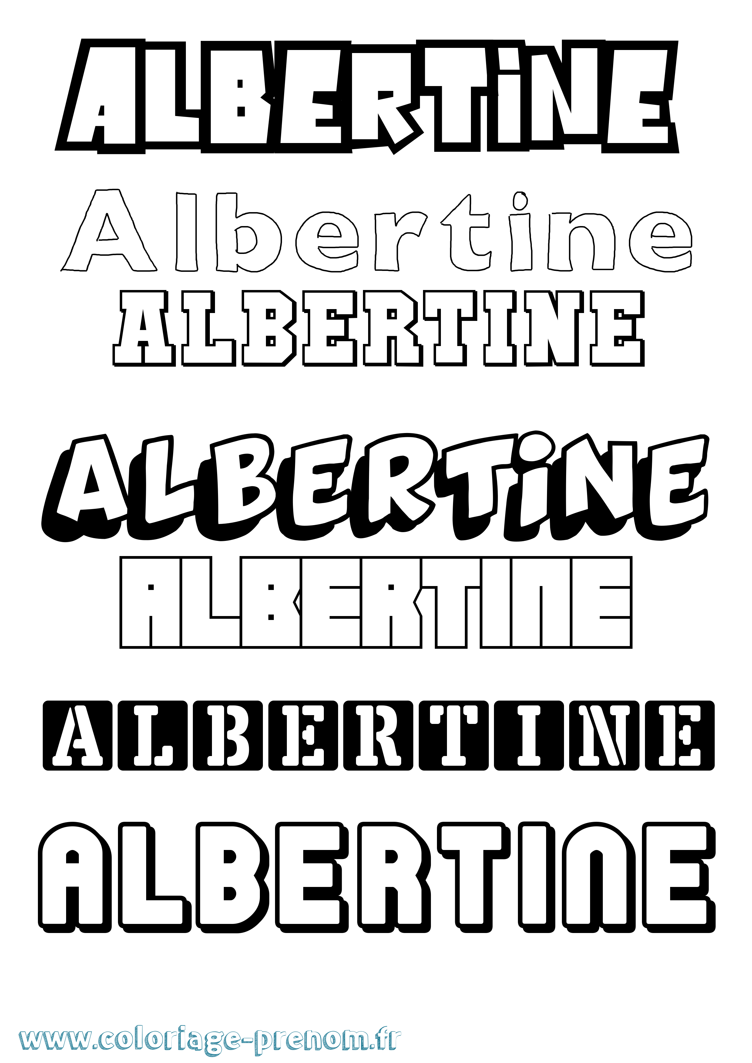 Coloriage prénom Albertine