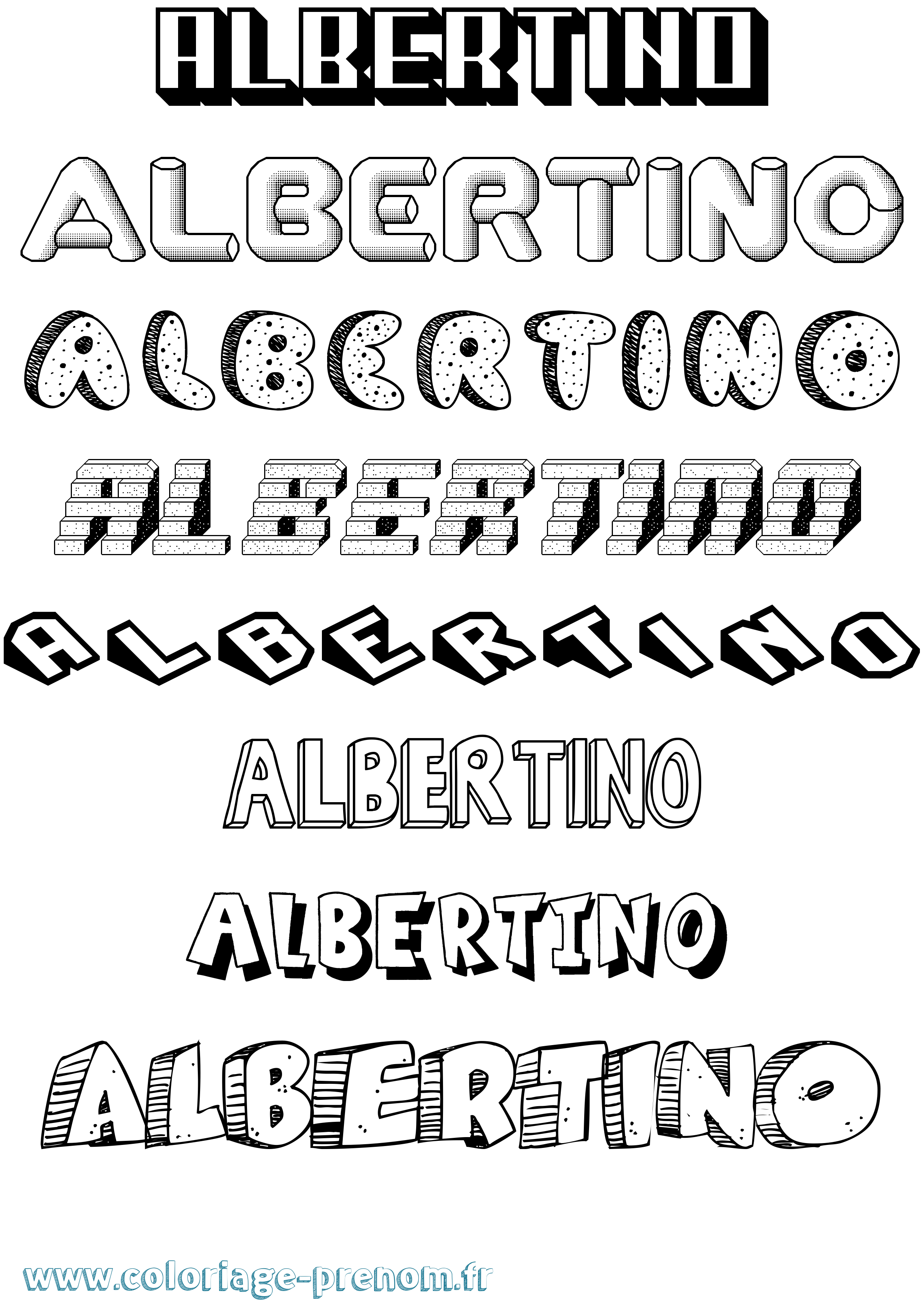 Coloriage prénom Albertino Effet 3D