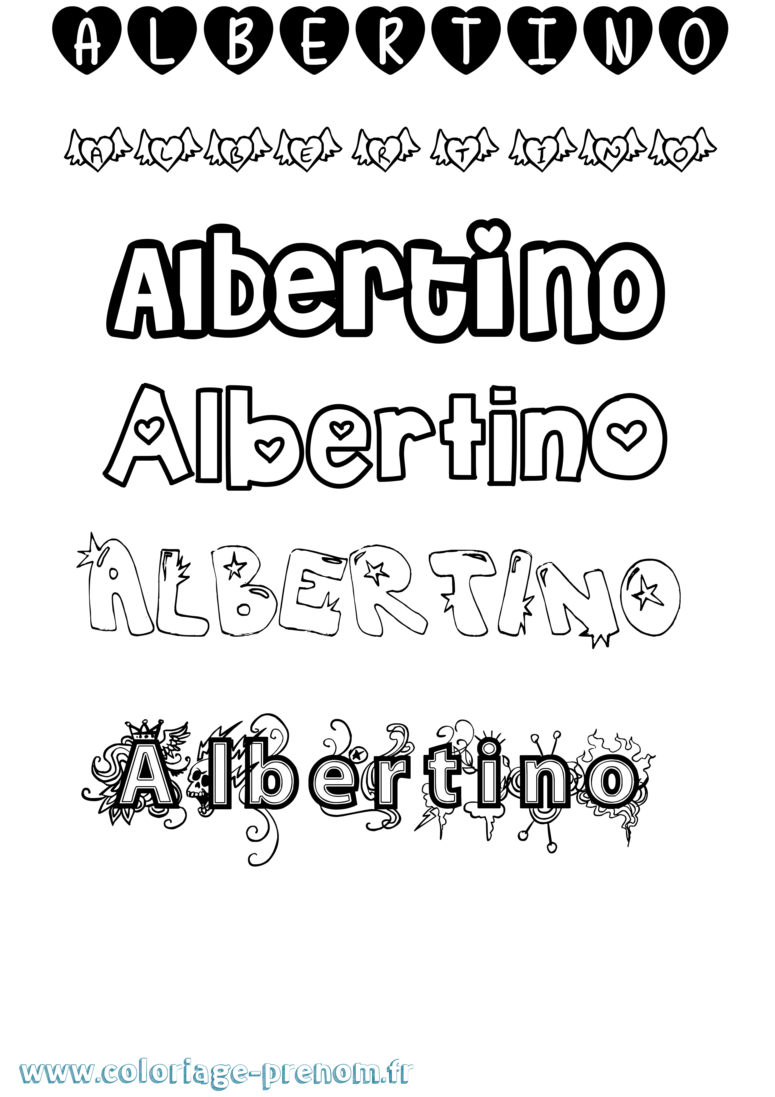 Coloriage prénom Albertino Girly