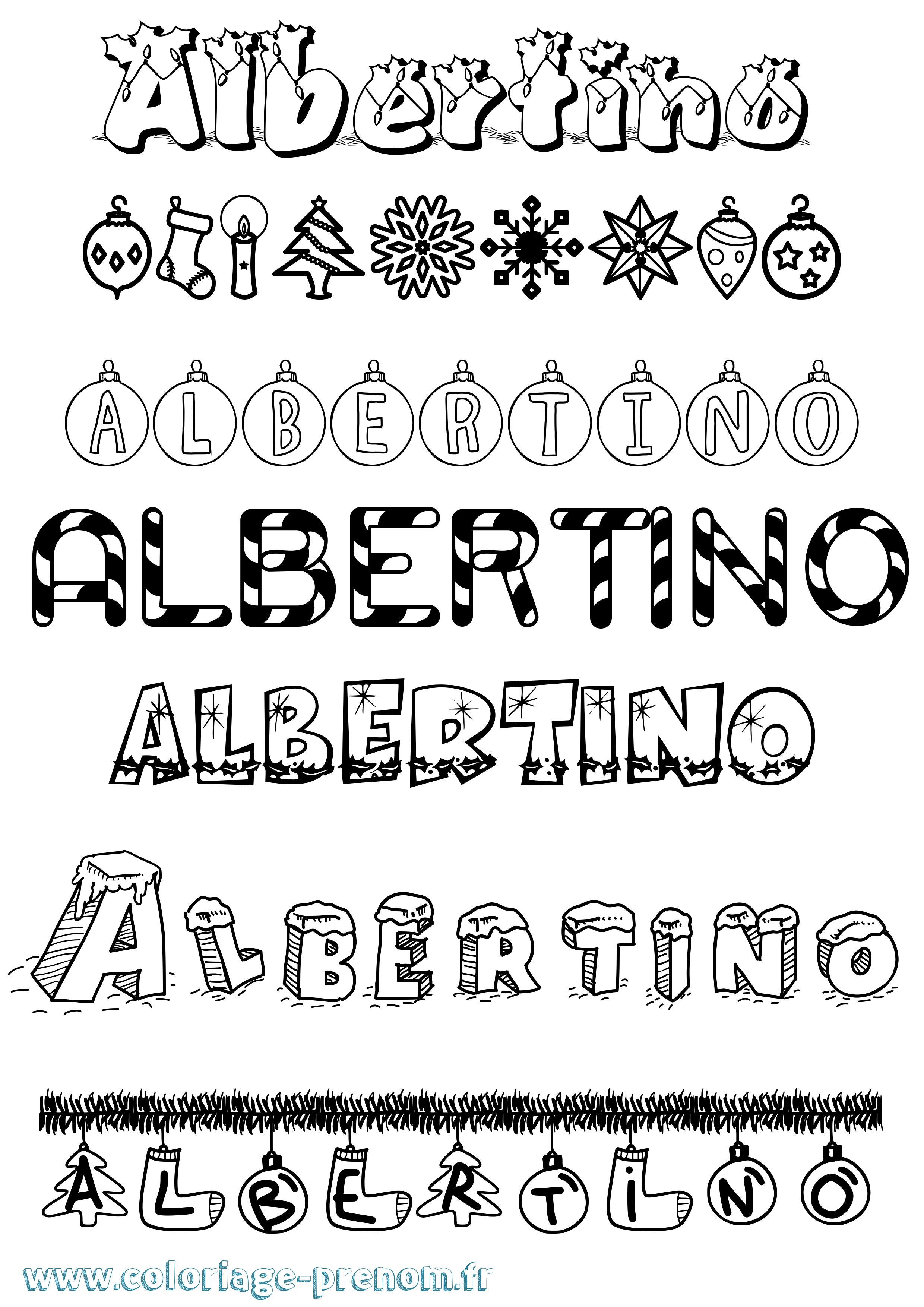 Coloriage prénom Albertino Noël