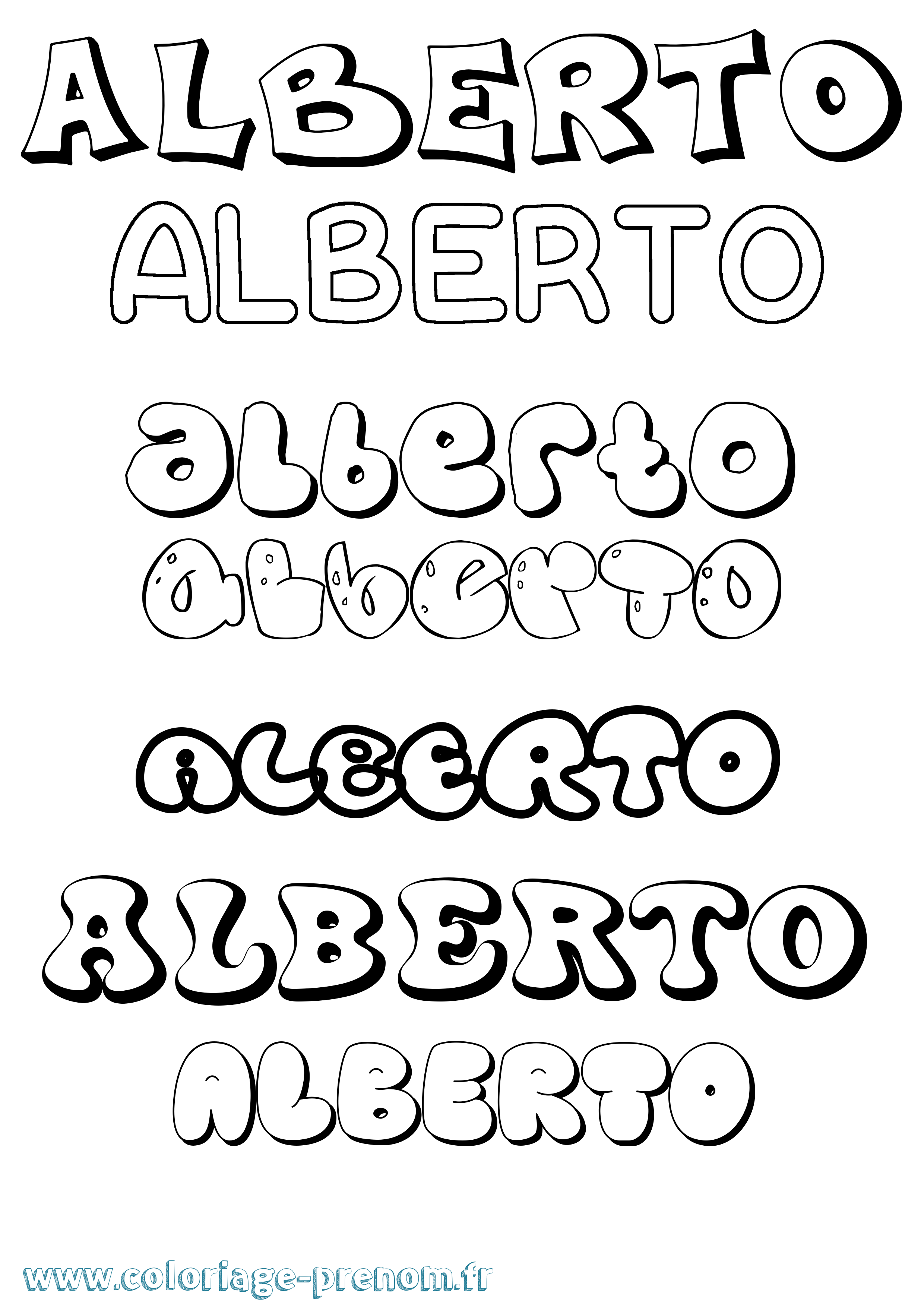 Coloriage prénom Alberto Bubble