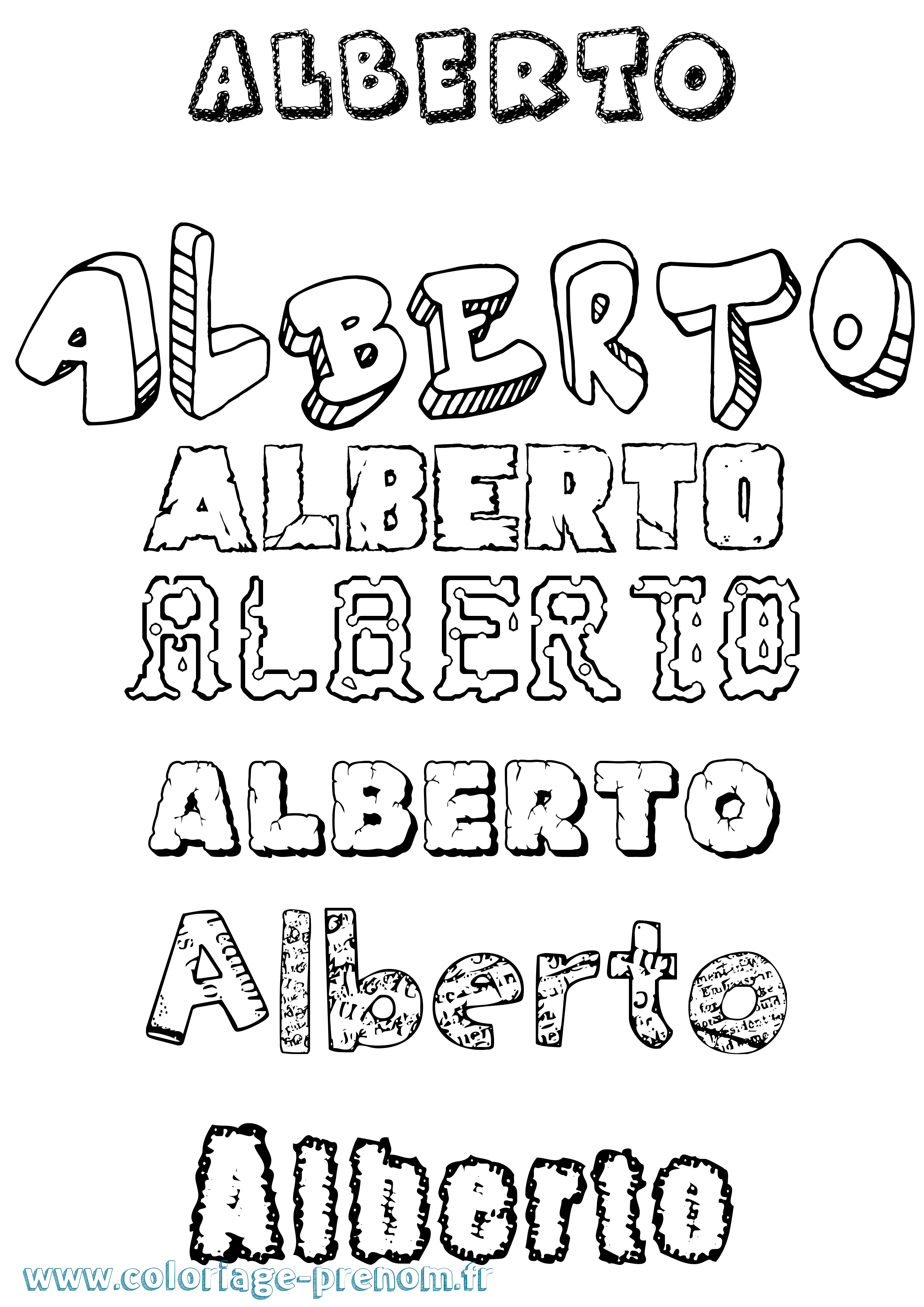 Coloriage prénom Alberto Destructuré