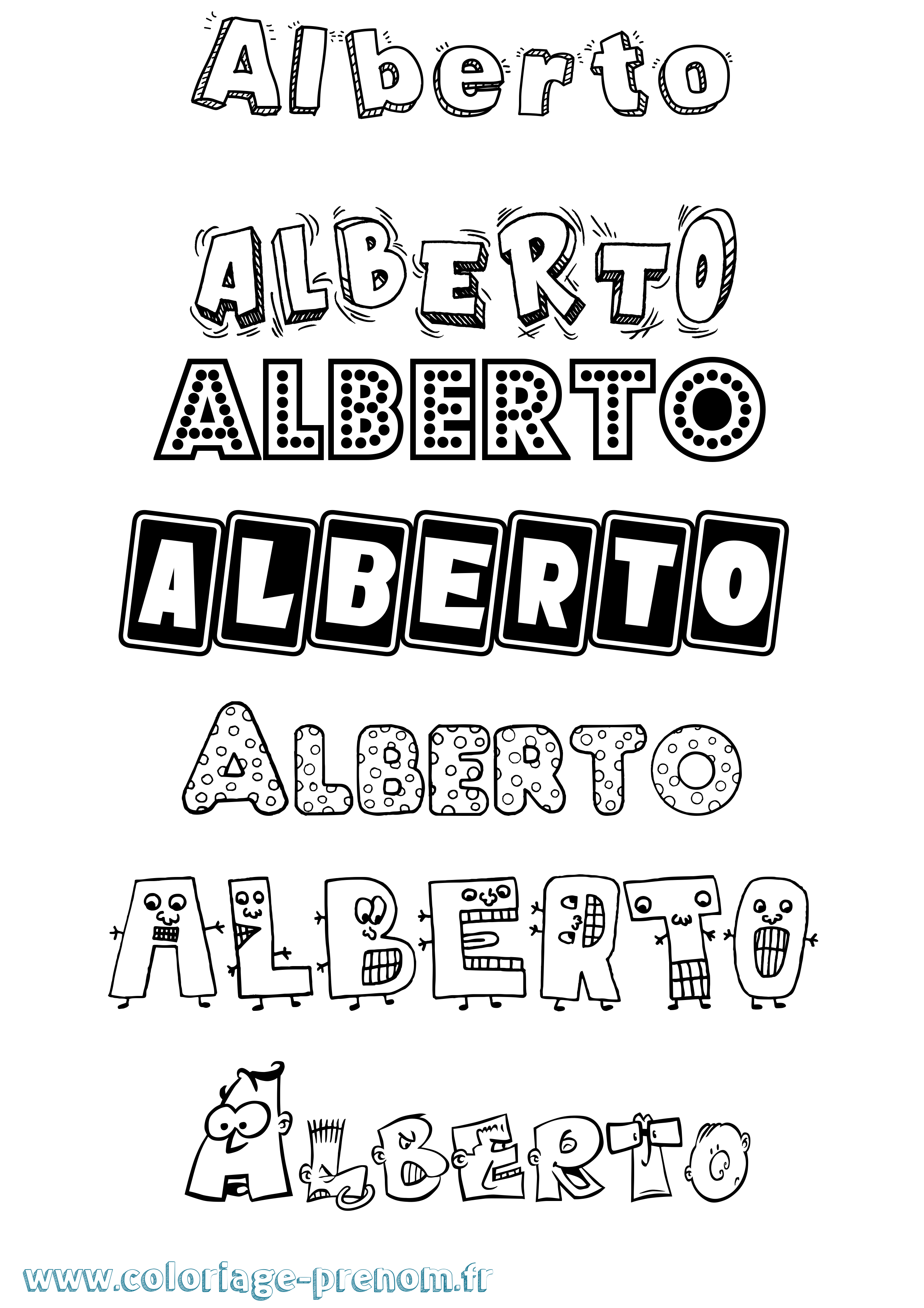 Coloriage prénom Alberto Fun