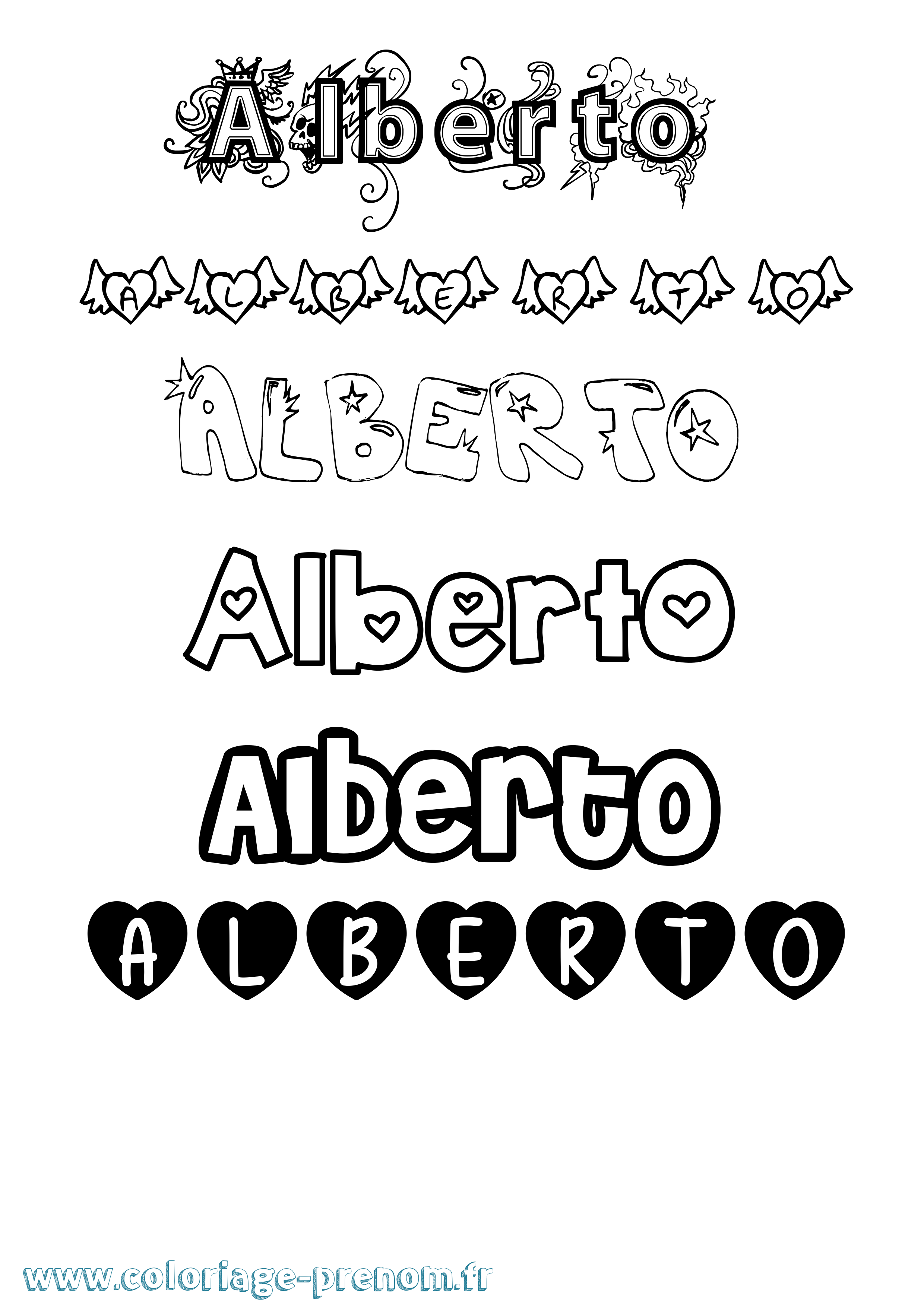 Coloriage prénom Alberto Girly