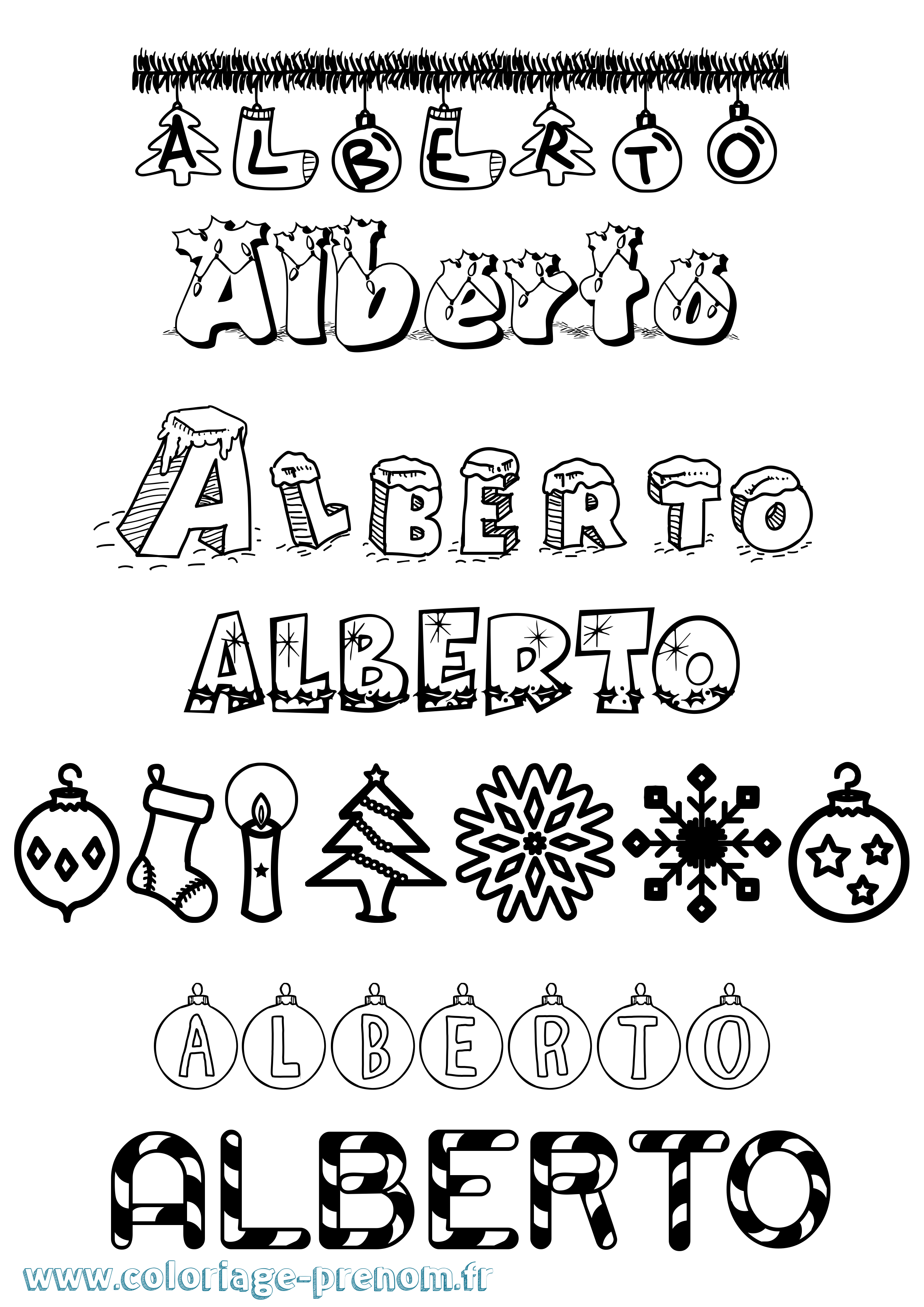 Coloriage prénom Alberto Noël