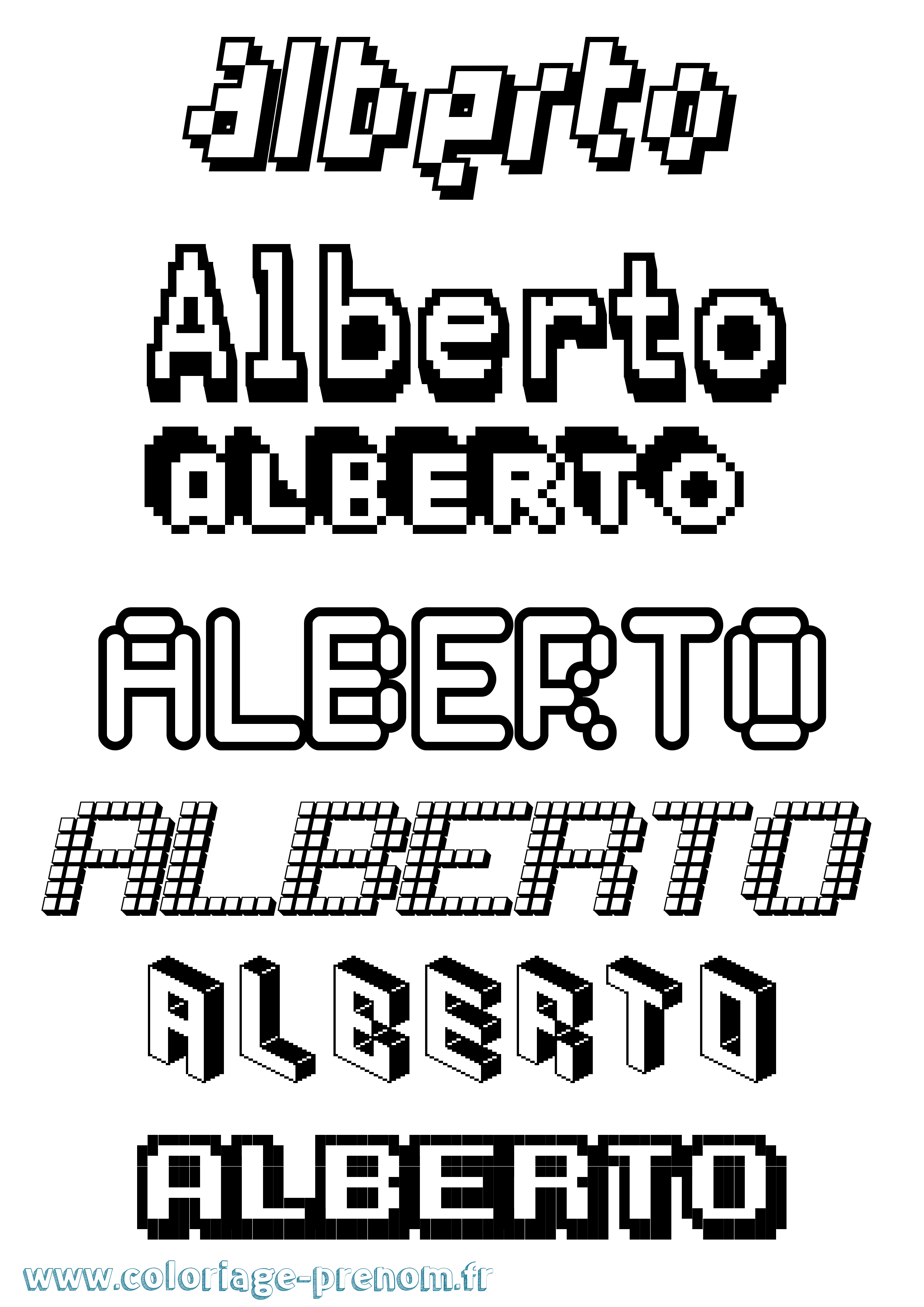 Coloriage prénom Alberto Pixel