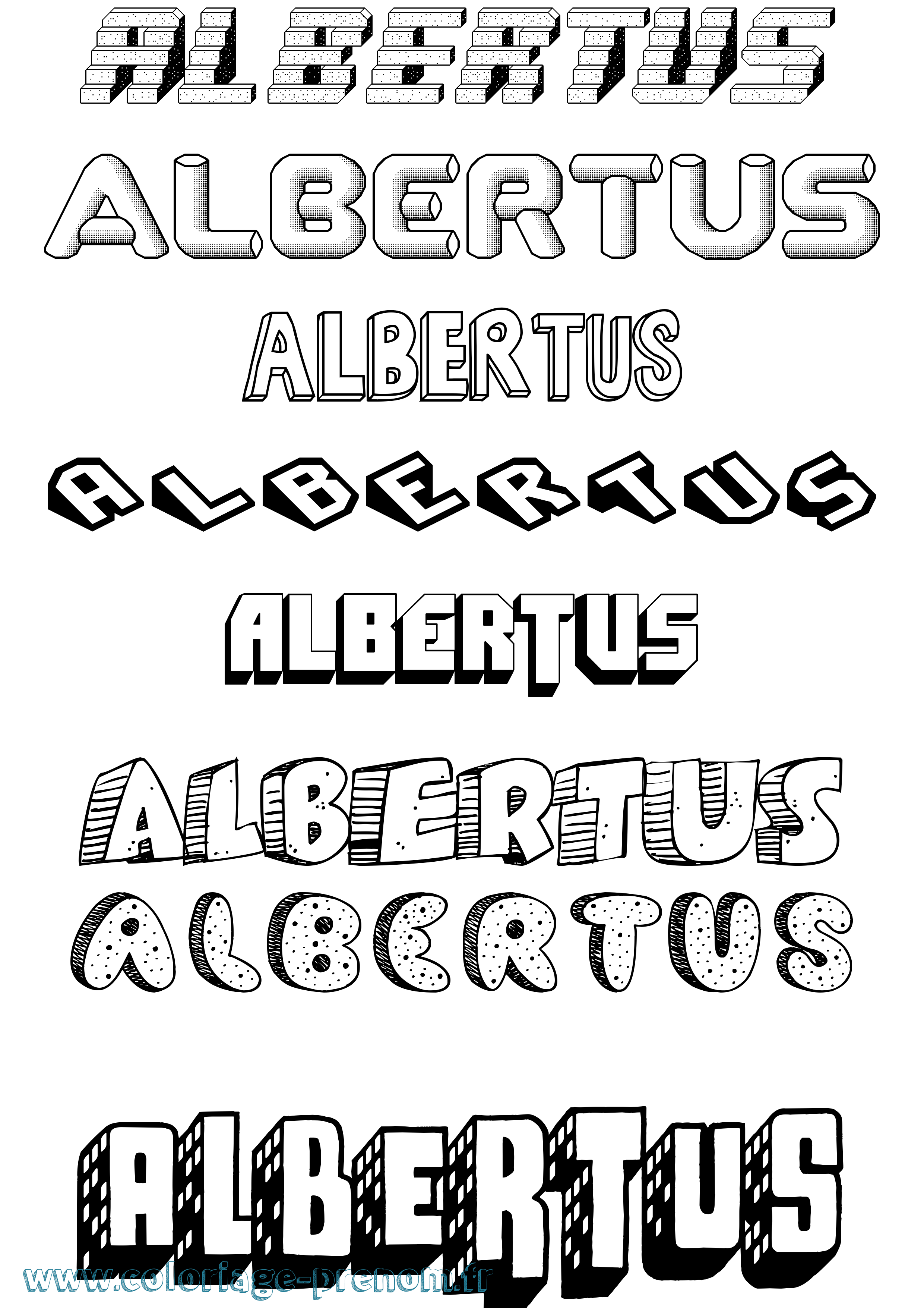 Coloriage prénom Albertus Effet 3D