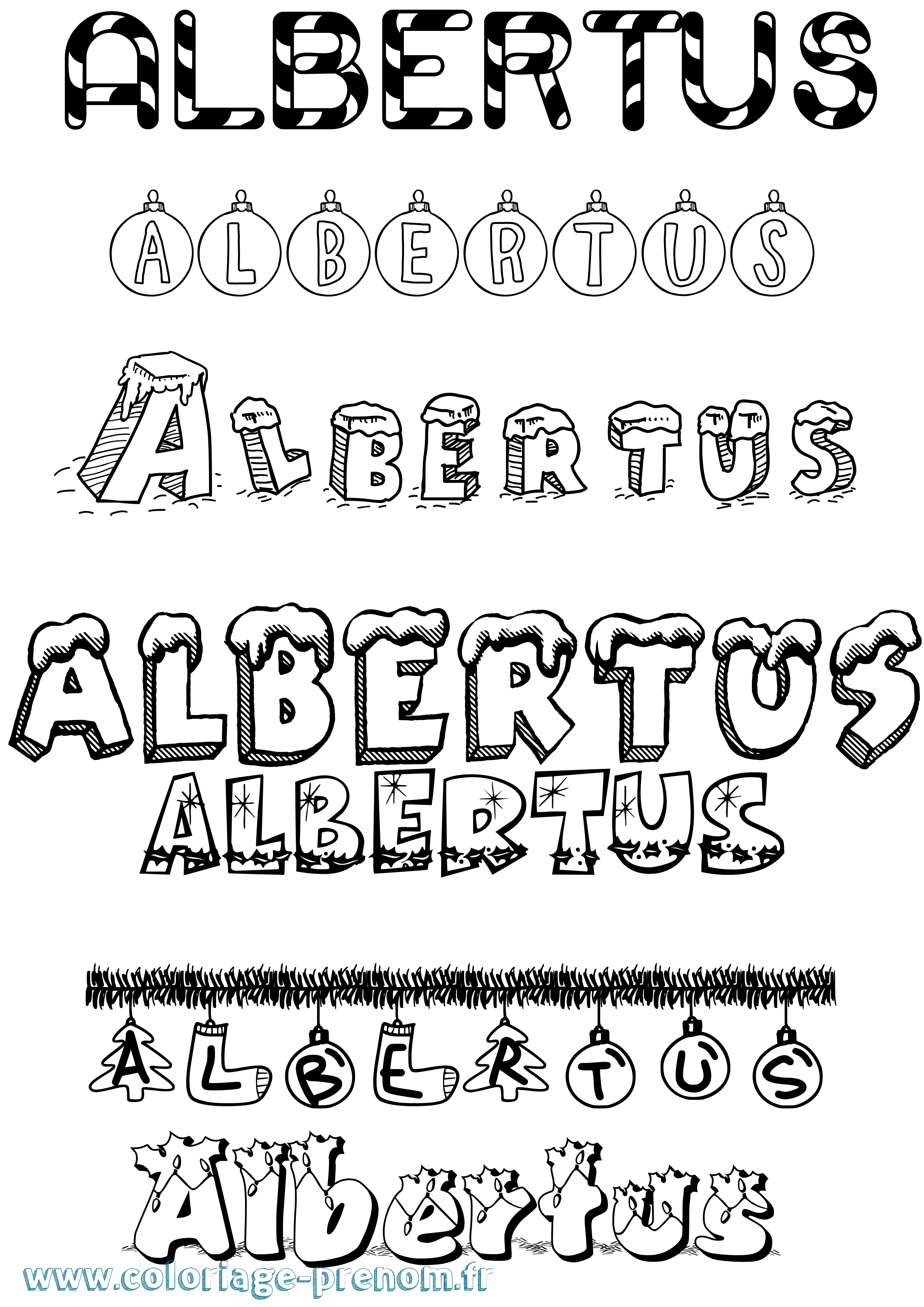 Coloriage prénom Albertus Noël