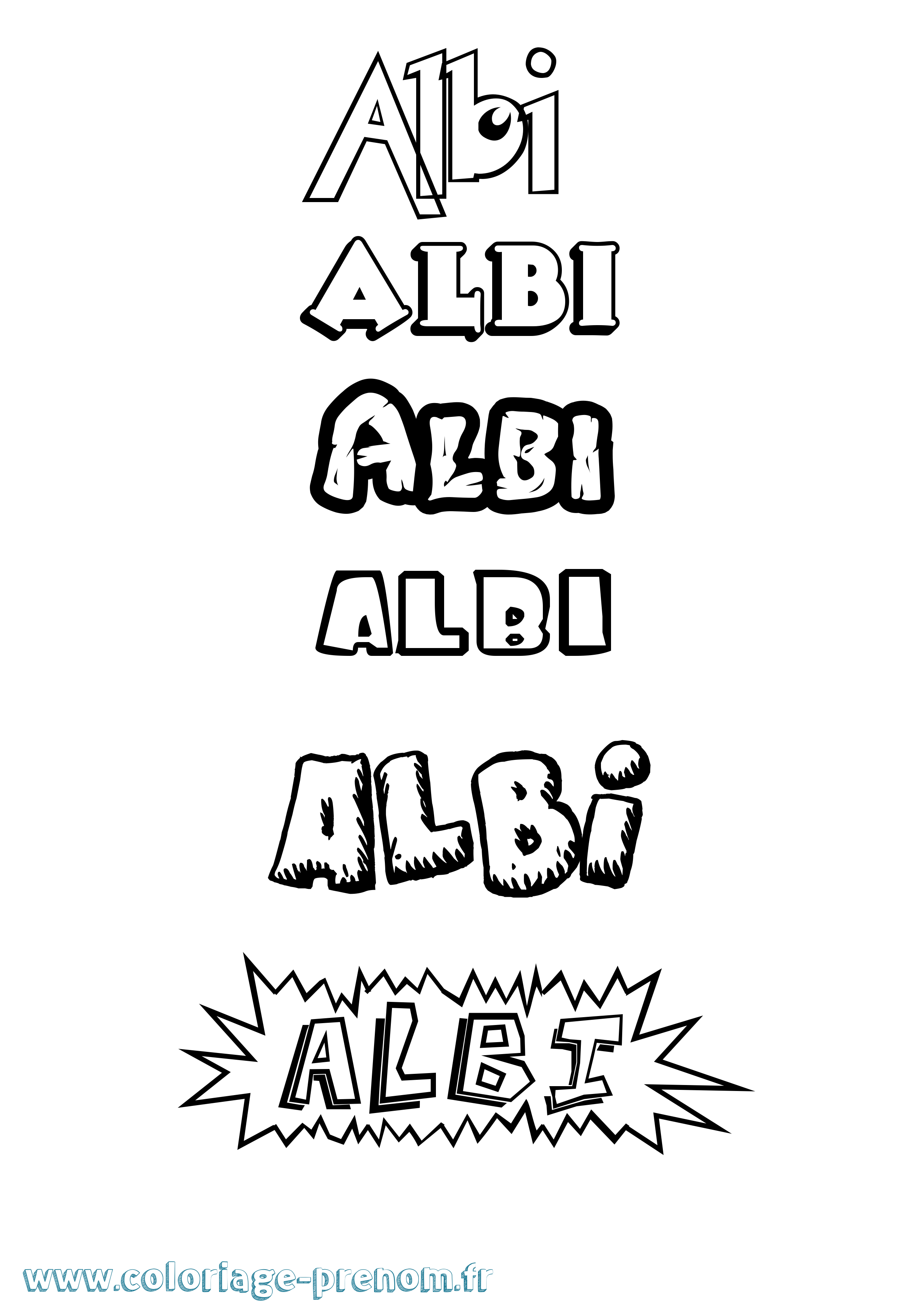 Coloriage prénom Albi Dessin Animé