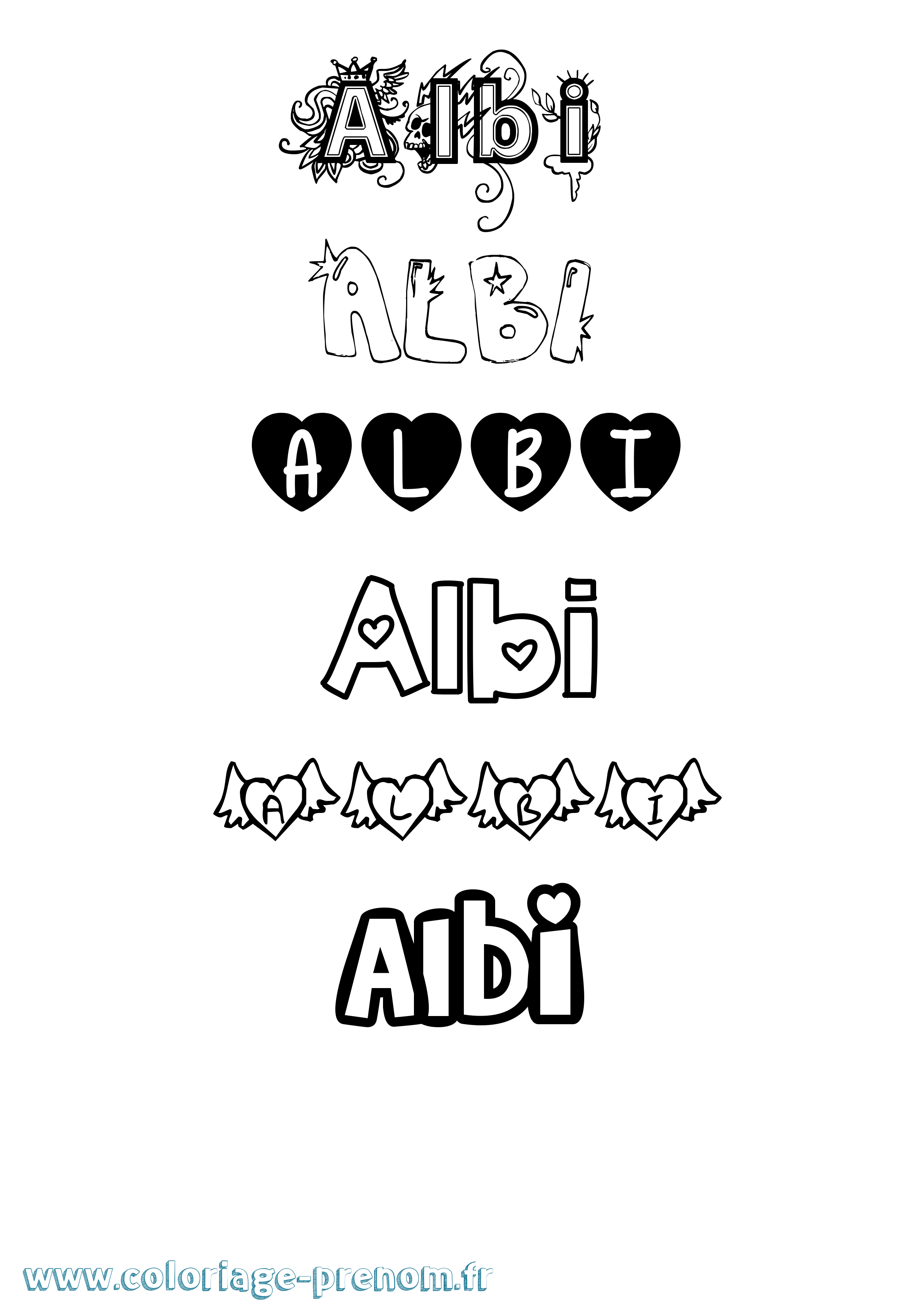 Coloriage prénom Albi Girly