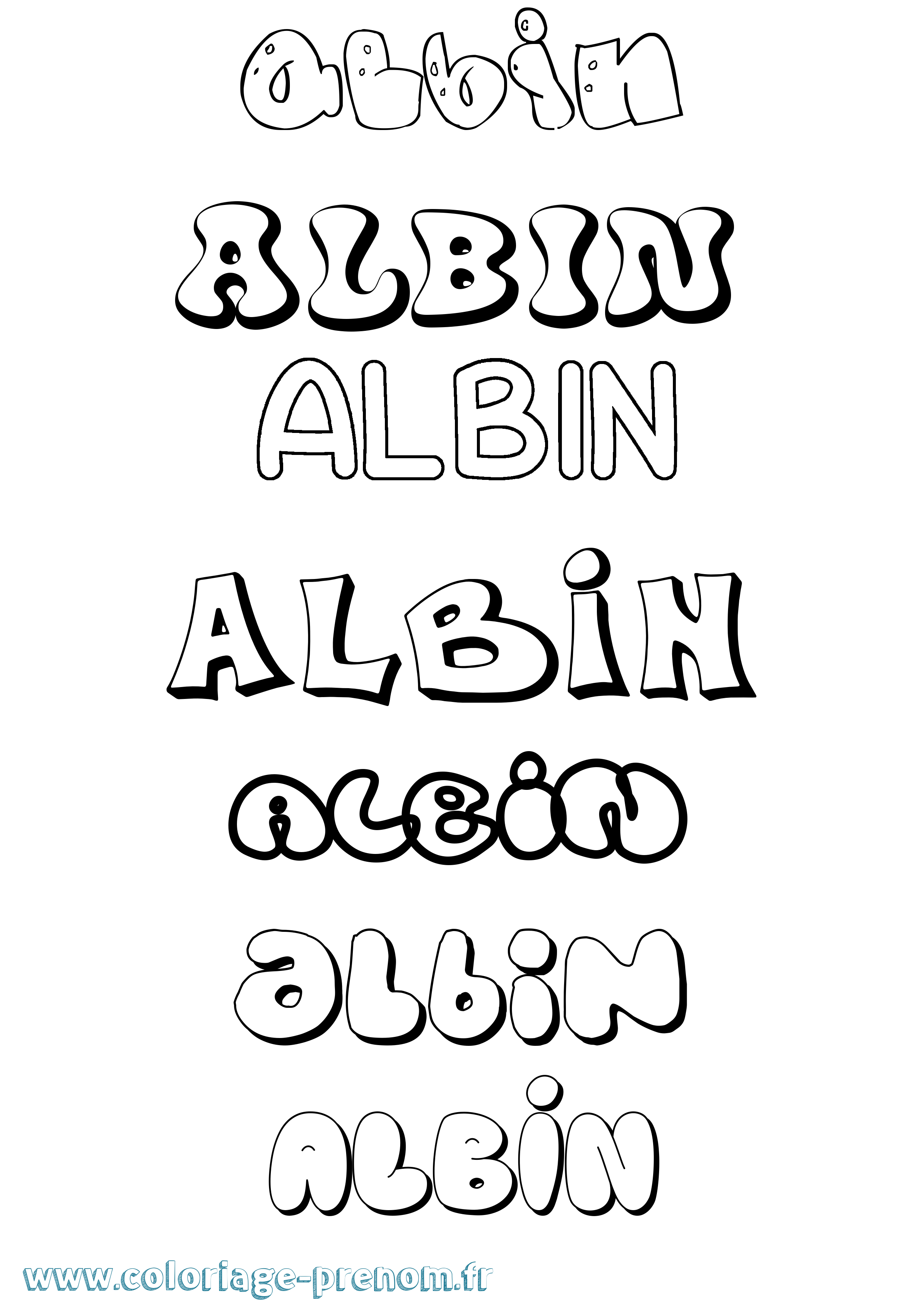 Coloriage prénom Albin Bubble