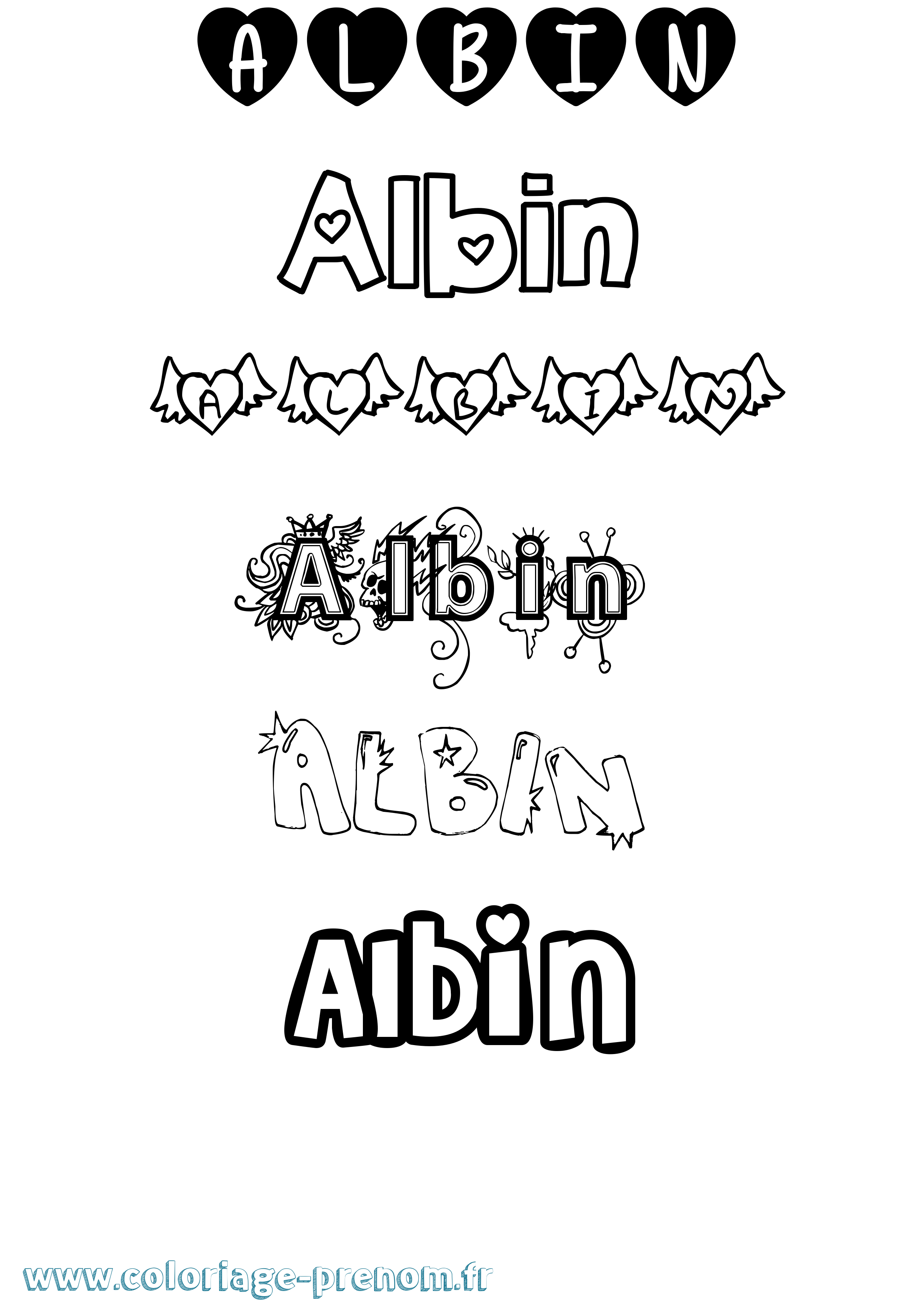 Coloriage prénom Albin Girly
