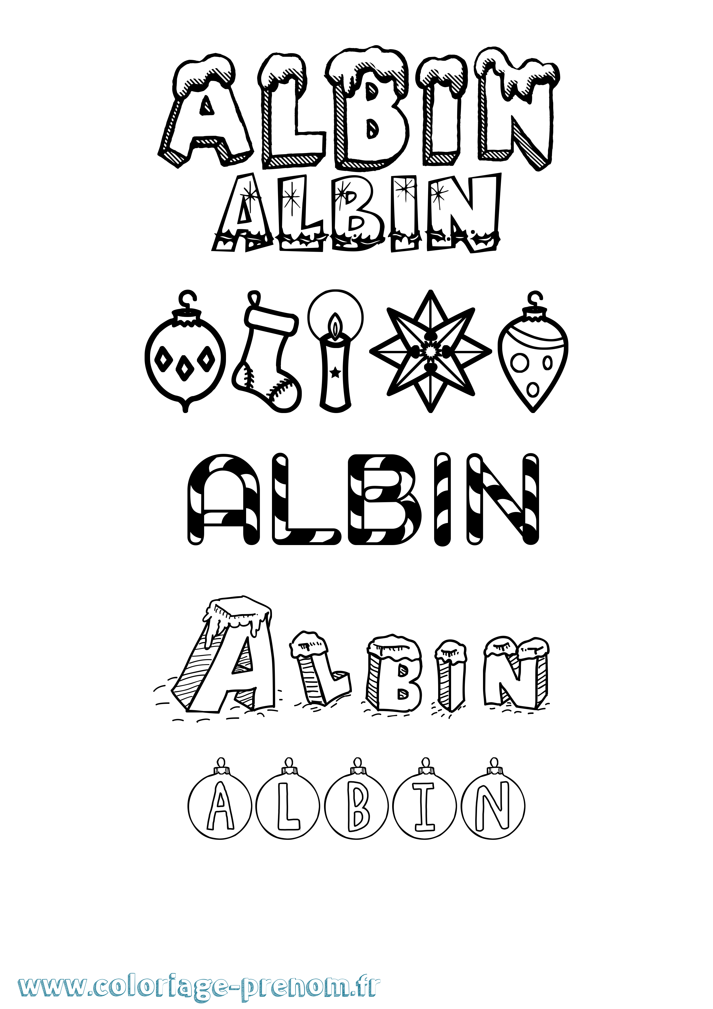 Coloriage prénom Albin Noël