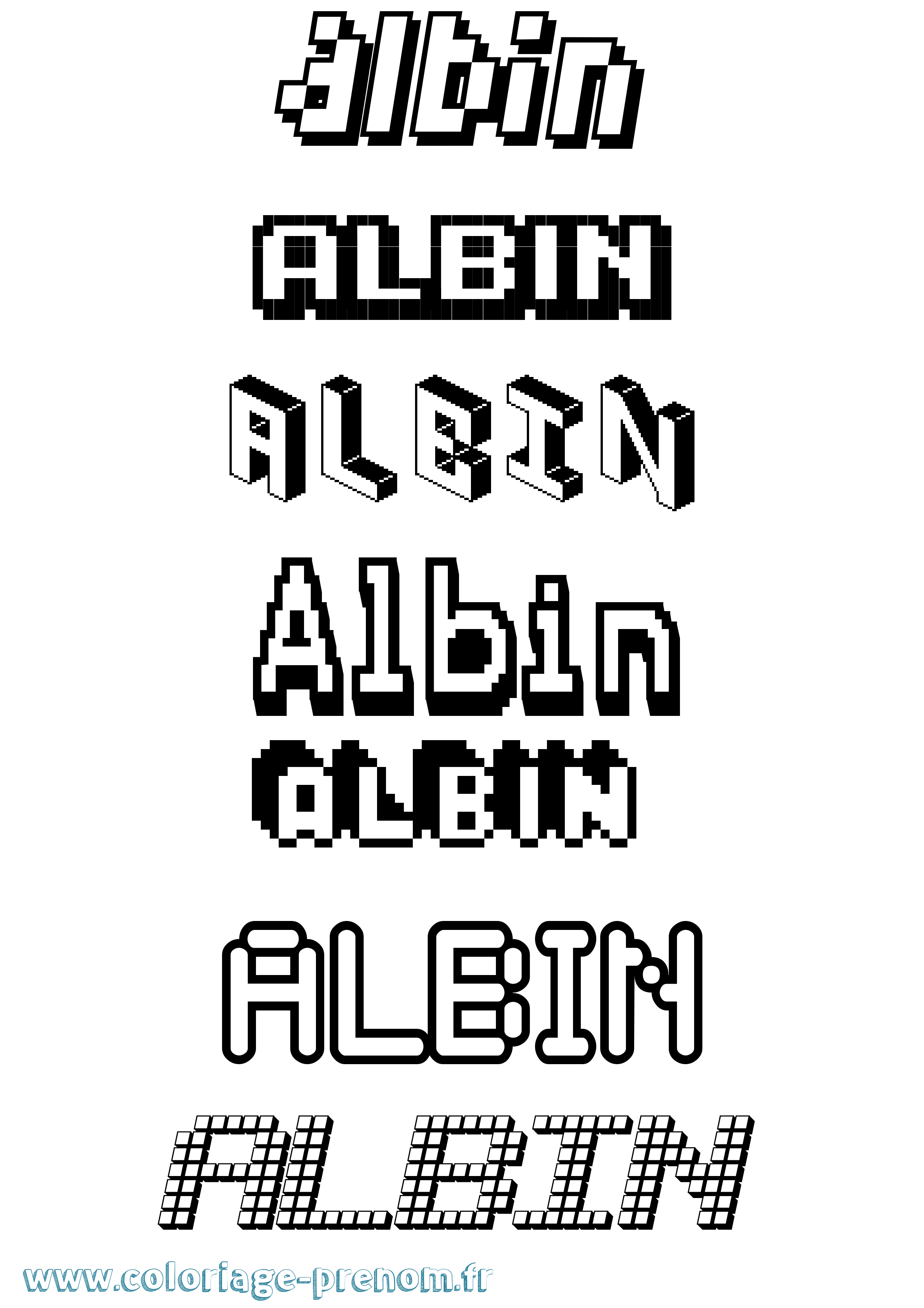 Coloriage prénom Albin Pixel