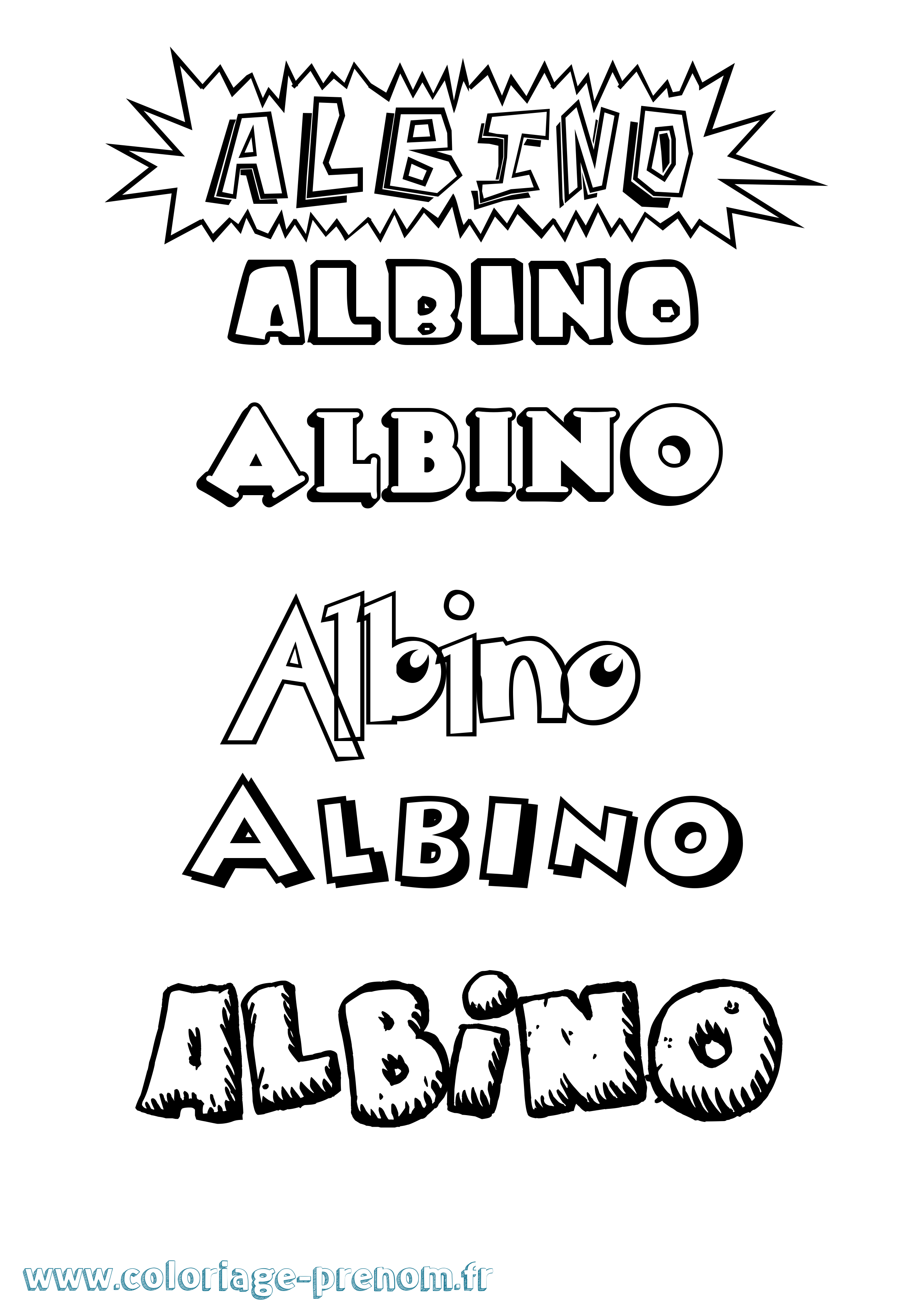 Coloriage prénom Albino Dessin Animé