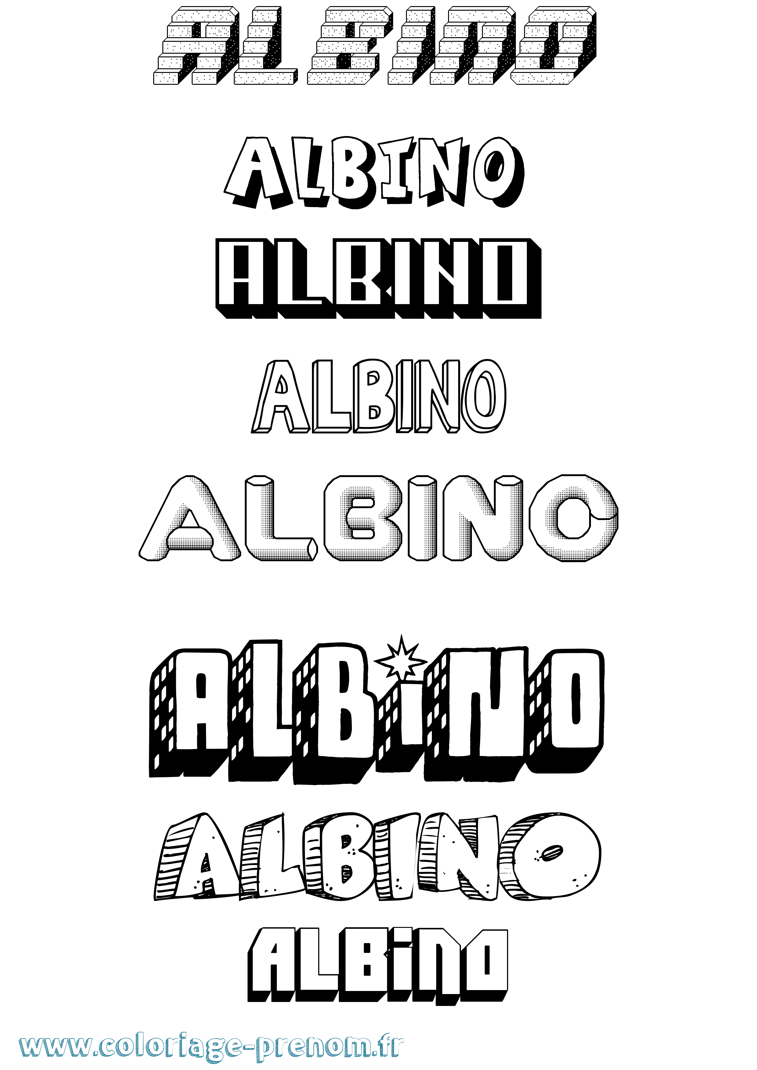 Coloriage prénom Albino Effet 3D
