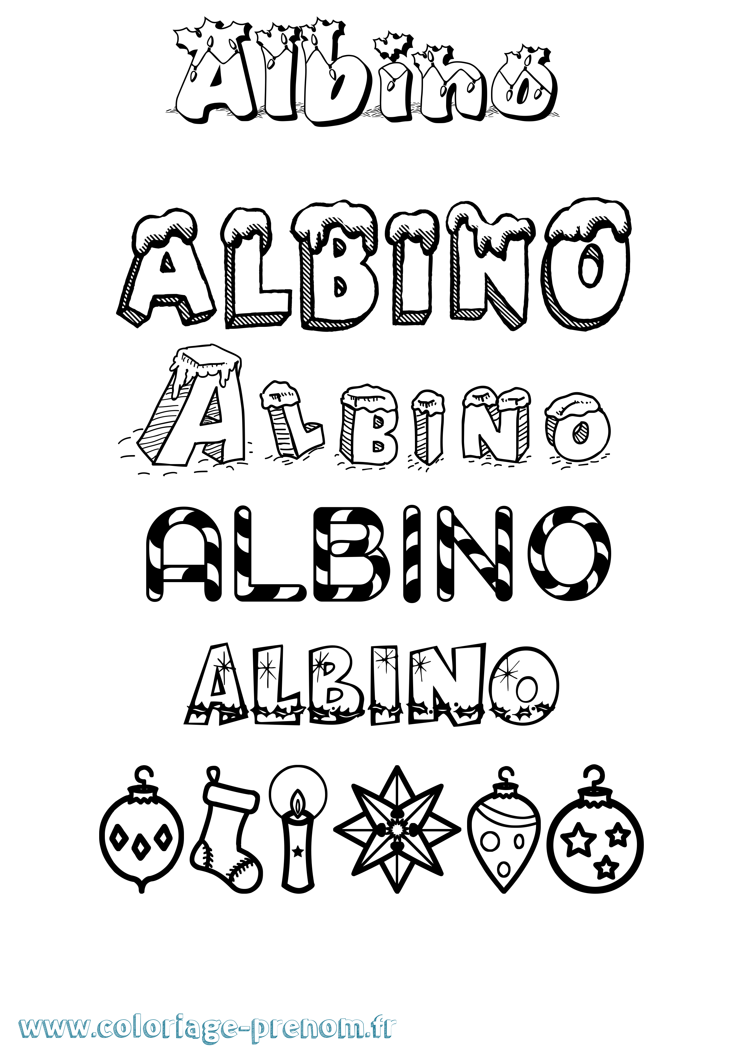 Coloriage prénom Albino Noël